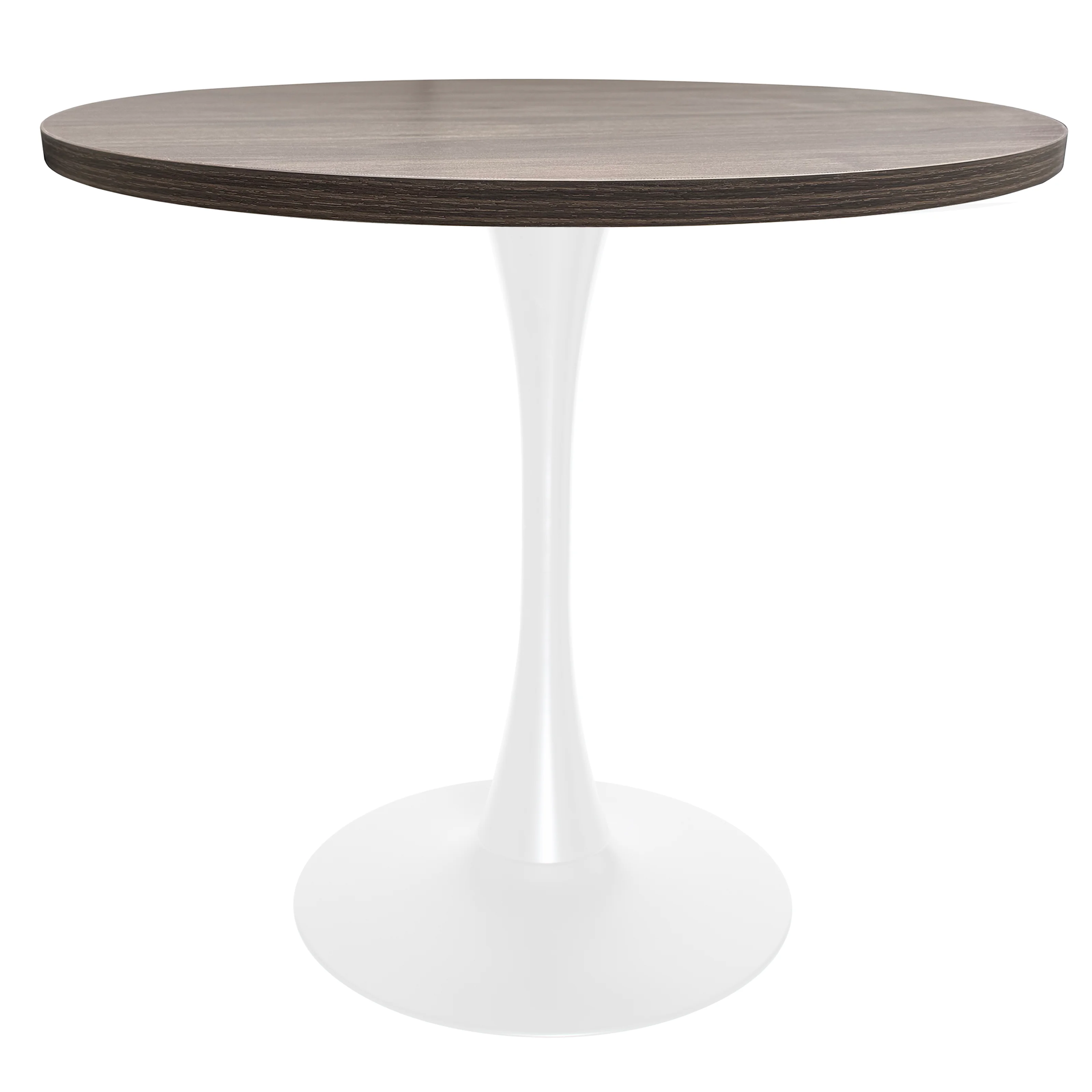 Bristol Dining table, White Base with 36" Round Dark Walnut MDF top
