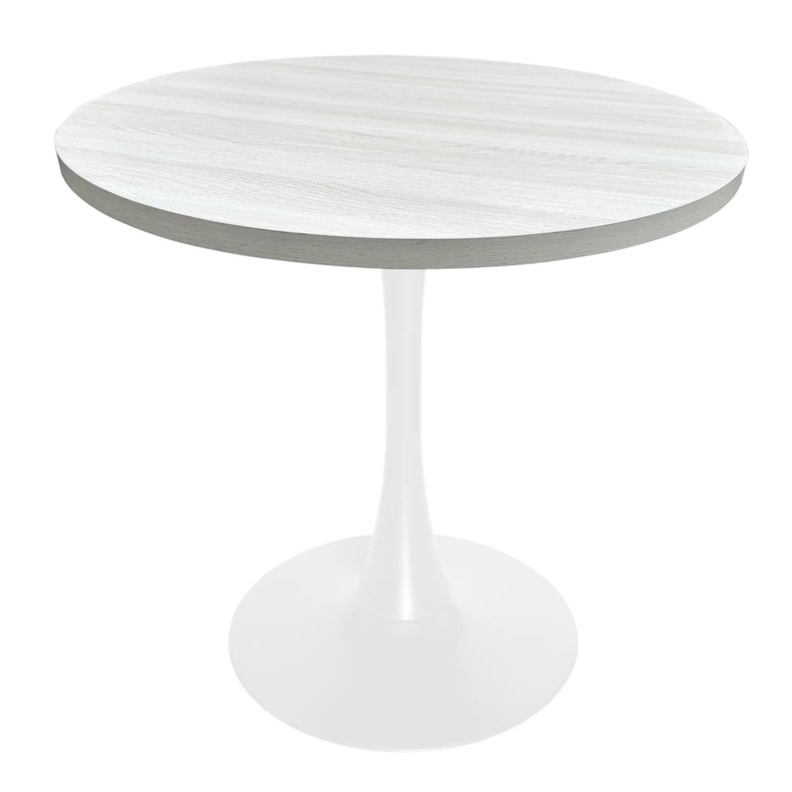 Bristol Dining table, White Base with 36" Round Light Natural MDF top