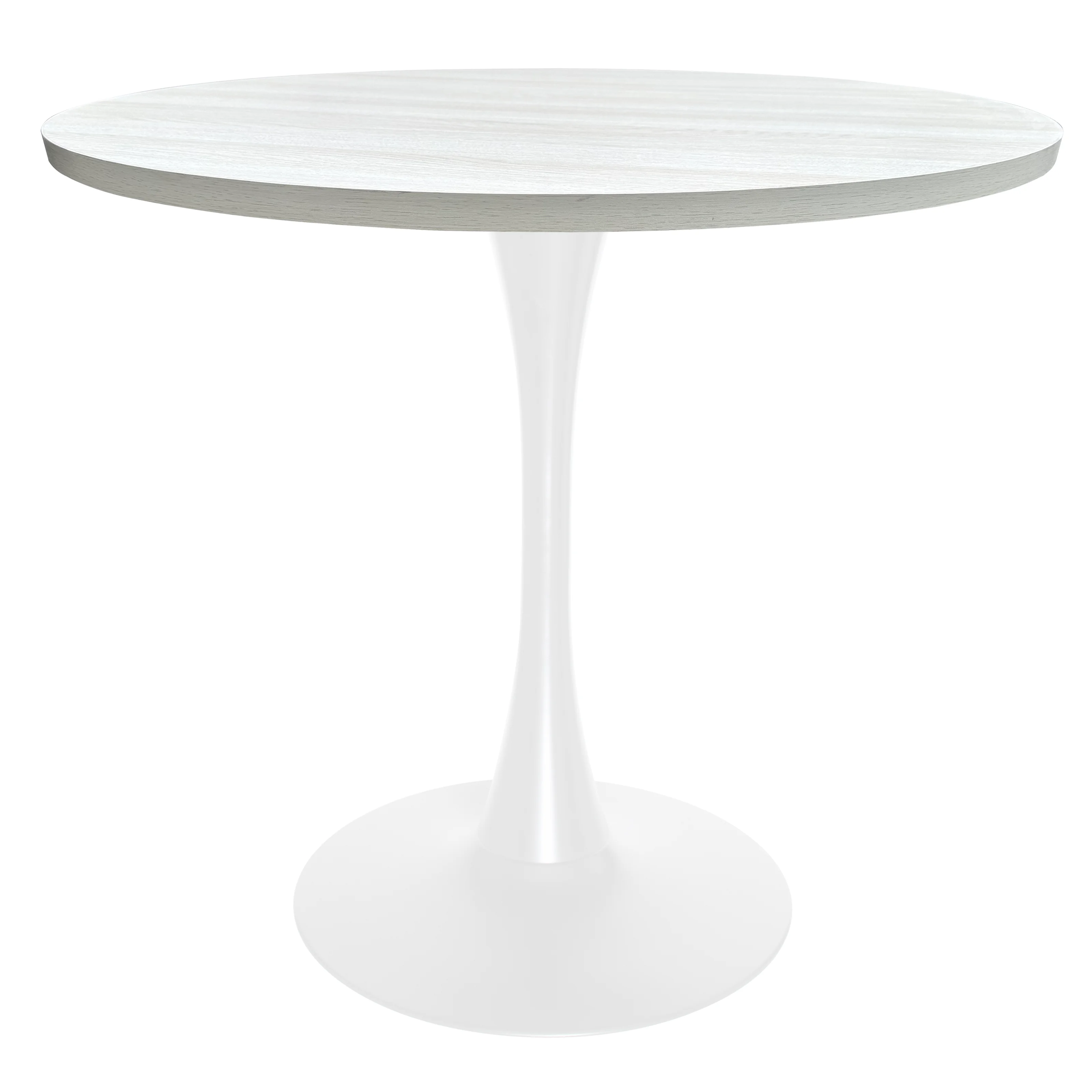 Bristol Dining table, White Base with 36" Round Light Natural MDF top