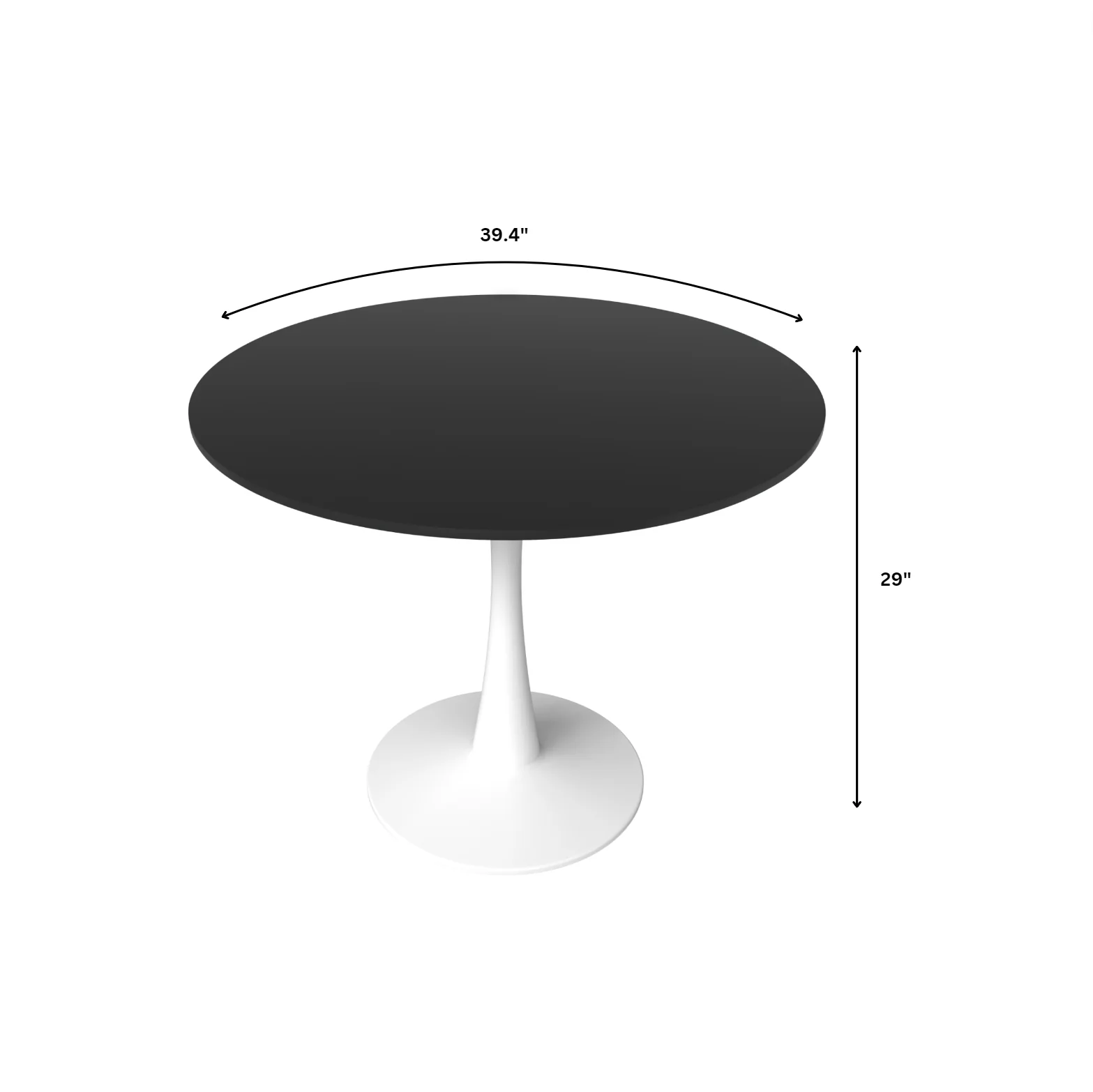 Bristol, 40" Round dining table in White Base with Blacktop
