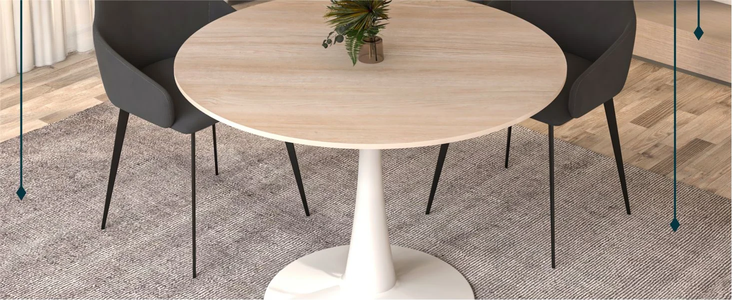 Bristol 40" round dining table White base with marbled MDF top