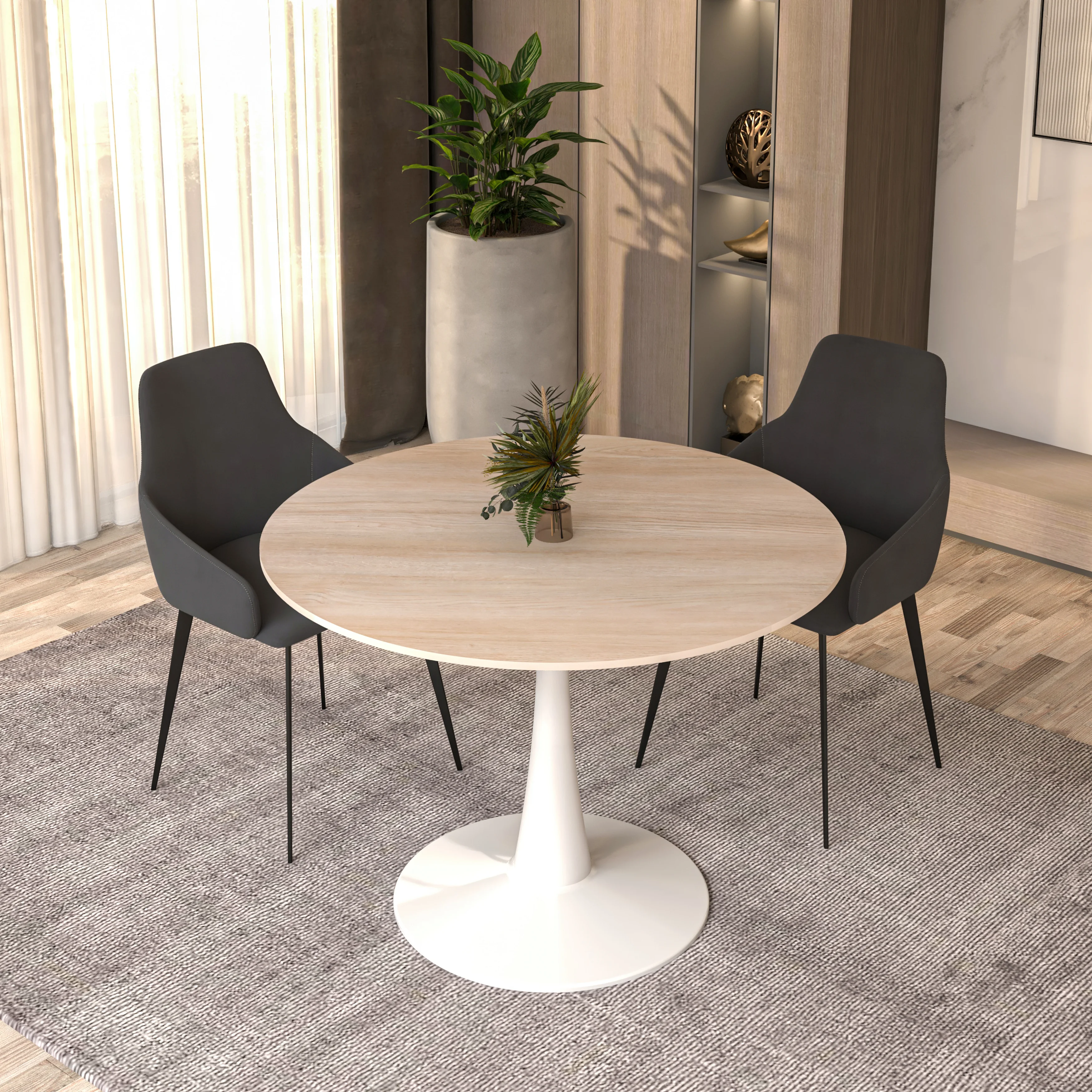 Bristol 40" round dining table White base with marbled MDF top