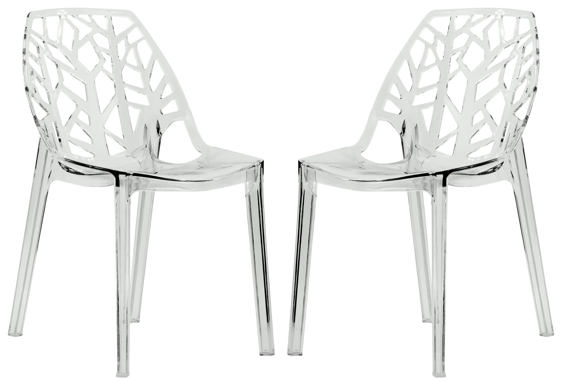 Cornelia Modern Spring Cut-Out Tree Design Stackable Dining Chair