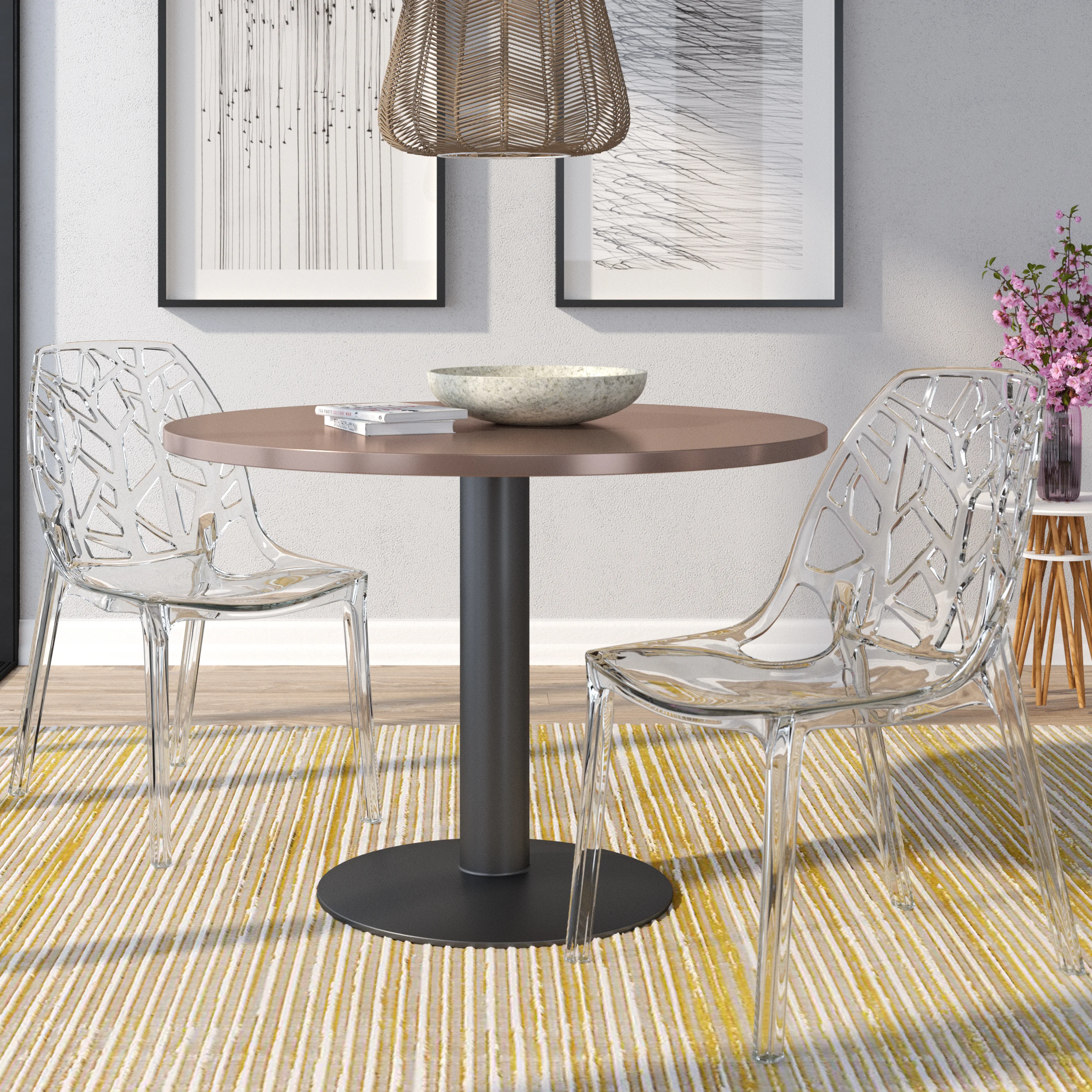 Cornelia Modern Spring Cut-Out Tree Design Stackable Dining Chair
