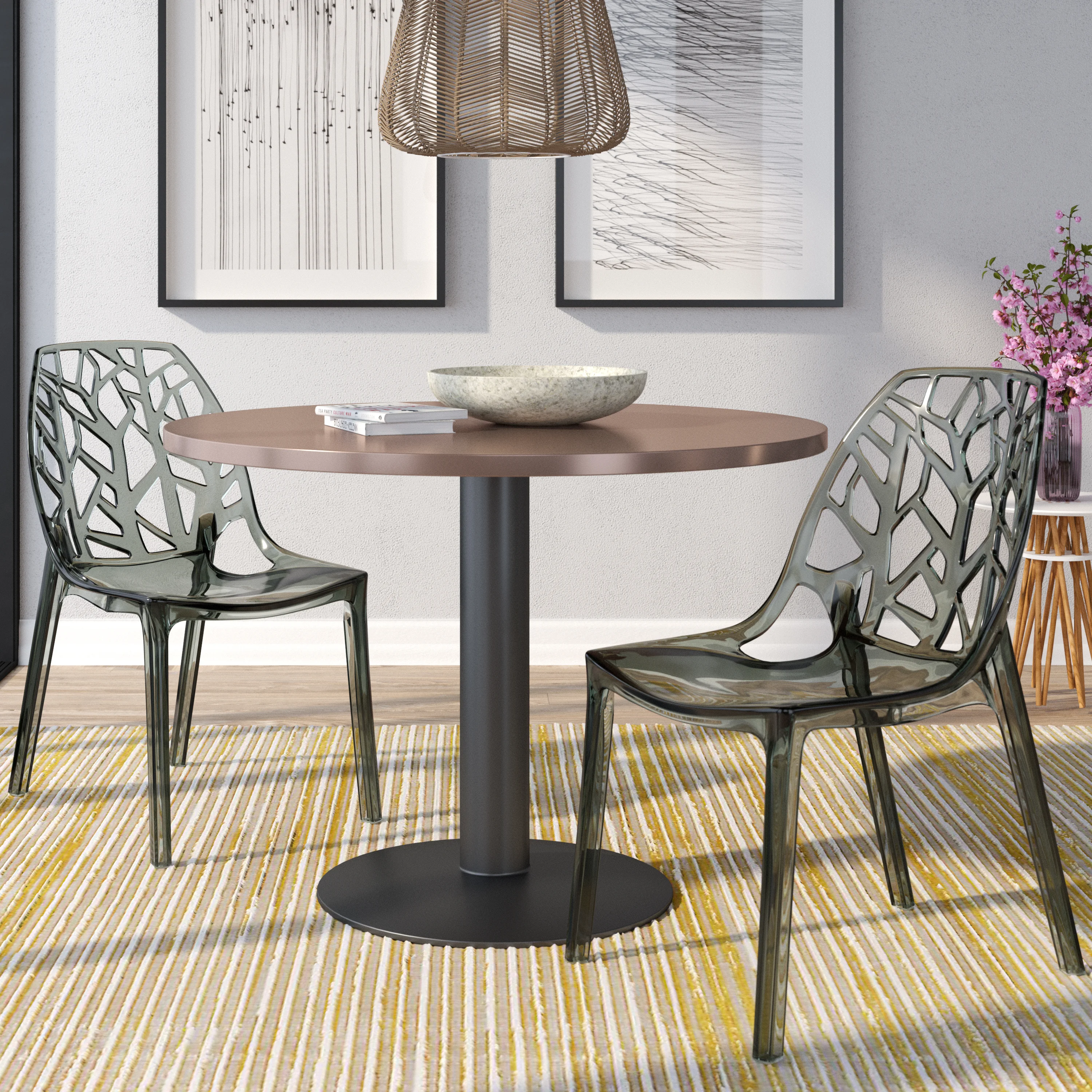 Cornelia Modern Spring Cut-Out Tree Design Stackable Dining Chair