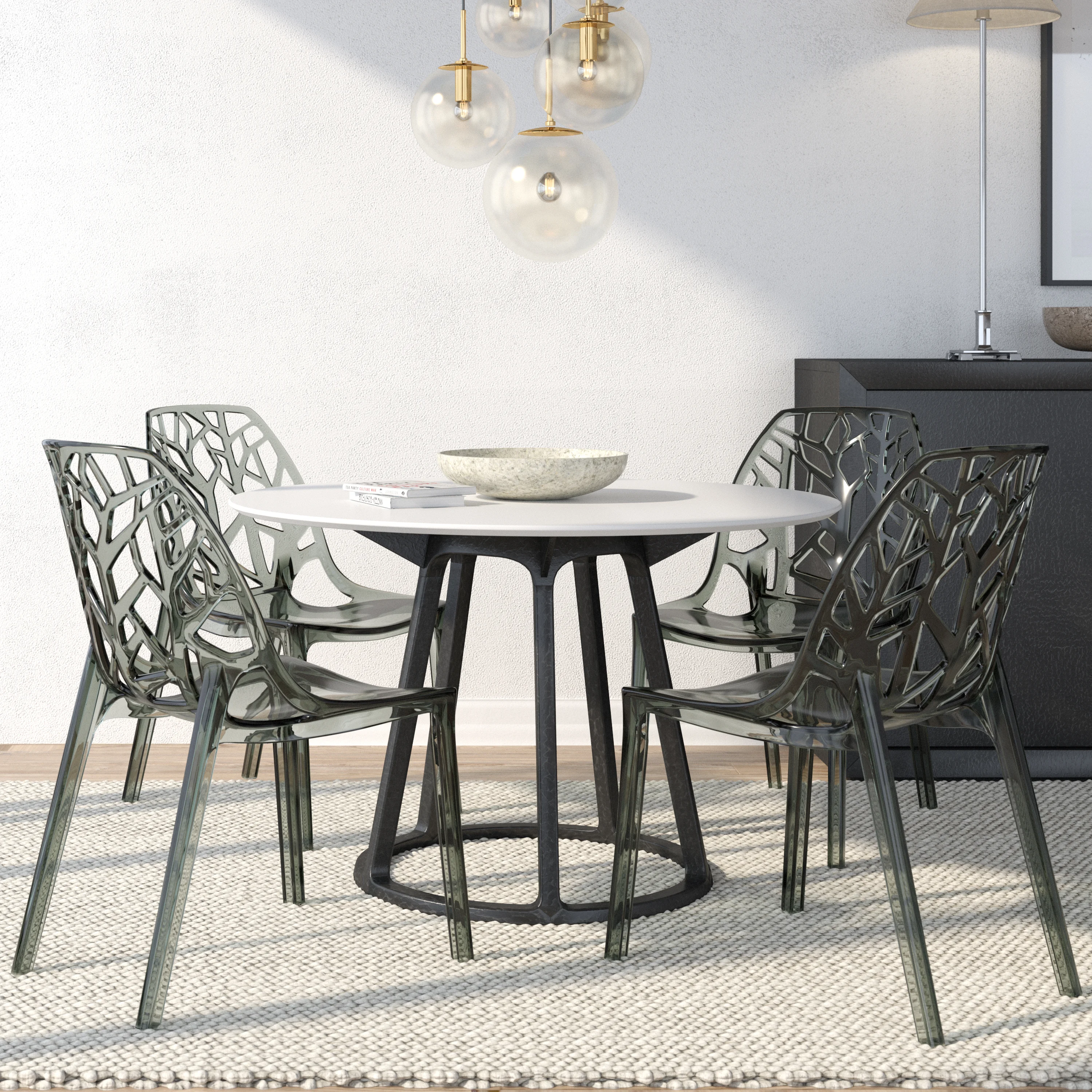 Cornelia Modern Spring Cut-Out Tree Design Stackable Dining Chair