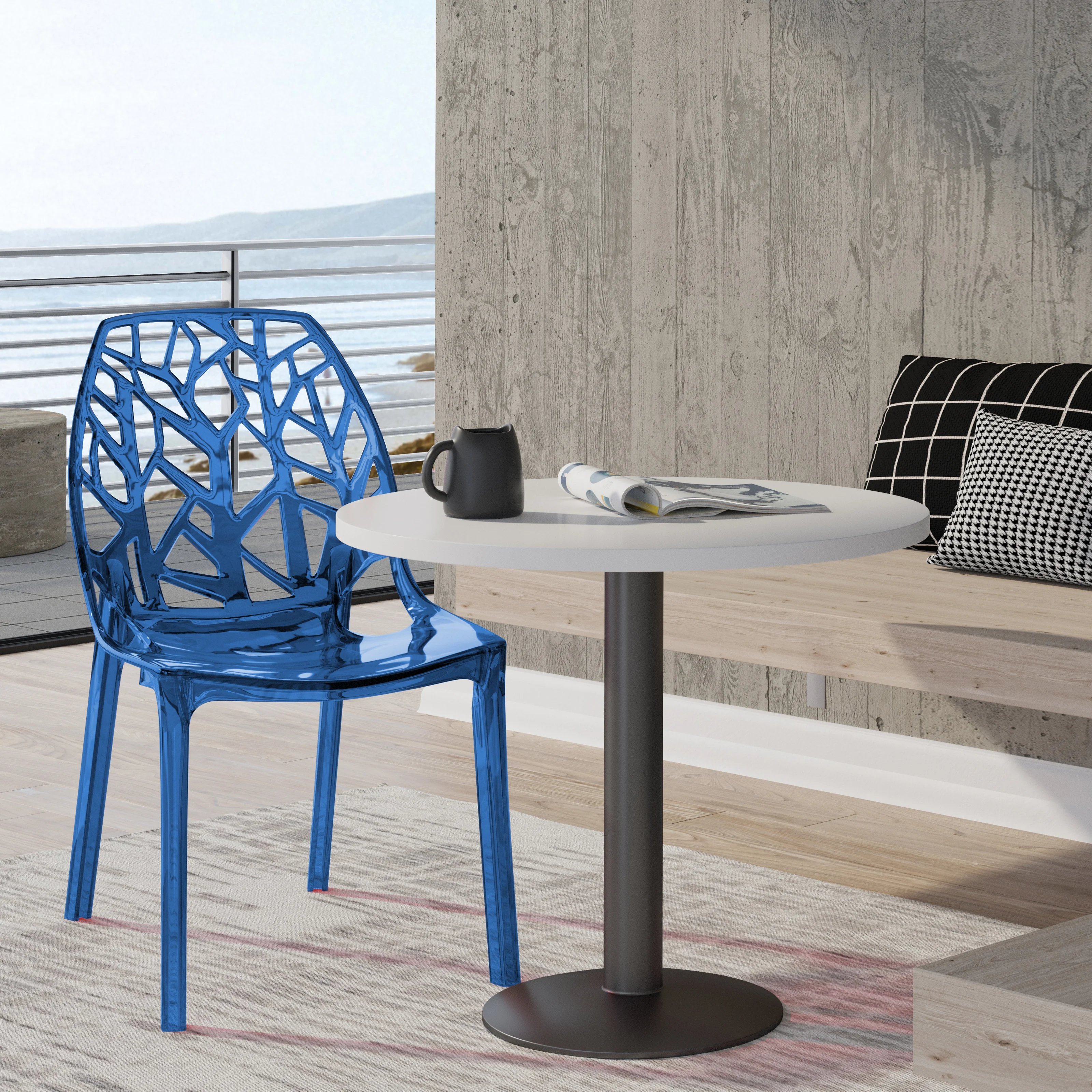 Cornelia Modern Spring Cut-Out Tree Design Stackable Dining Chair