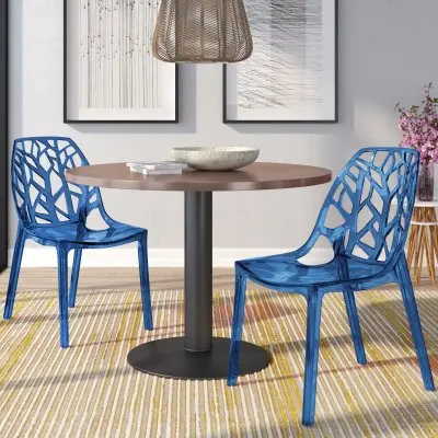 Cornelia Modern Spring Cut-Out Tree Design Stackable Dining Chair