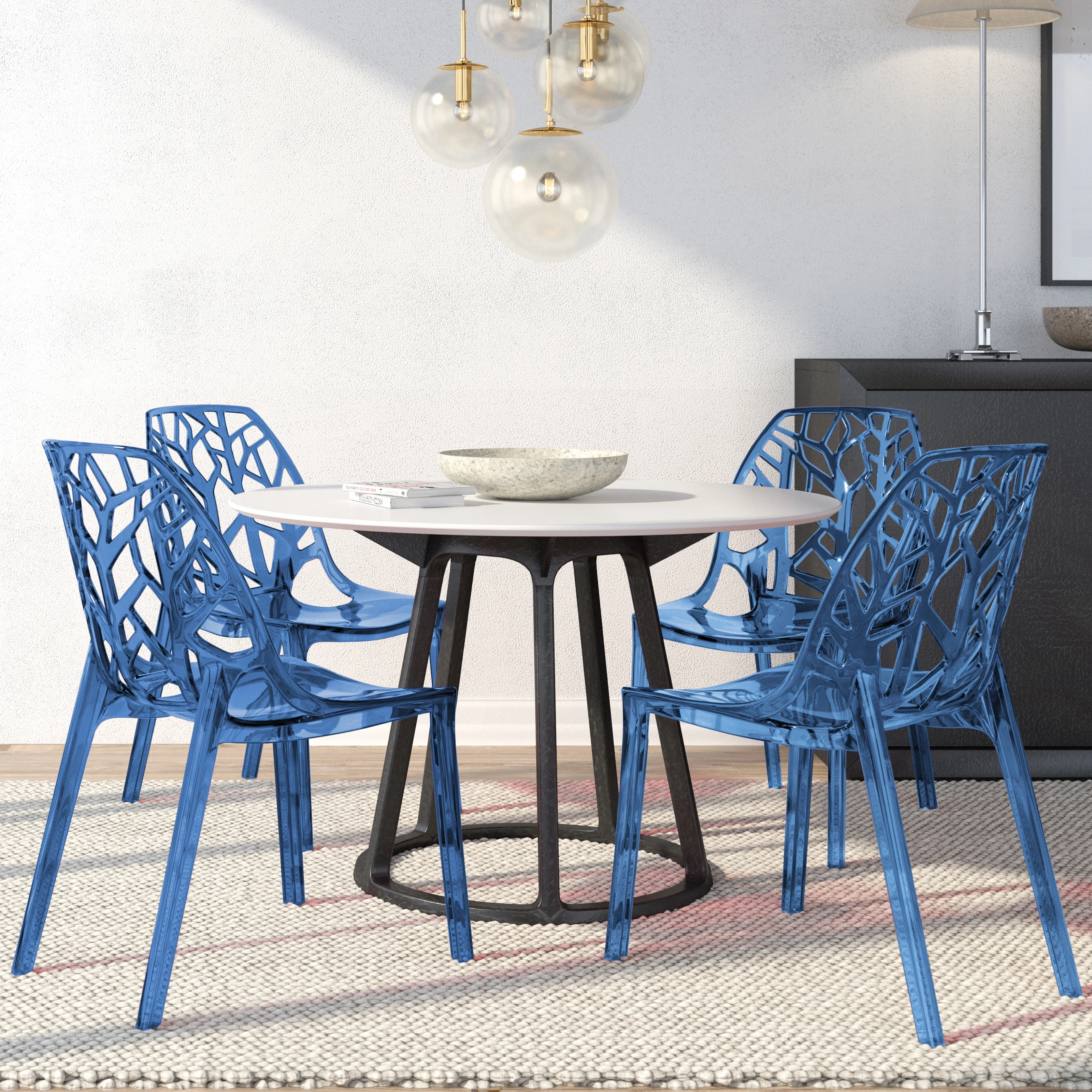 Cornelia Modern Spring Cut-Out Tree Design Stackable Dining Chair
