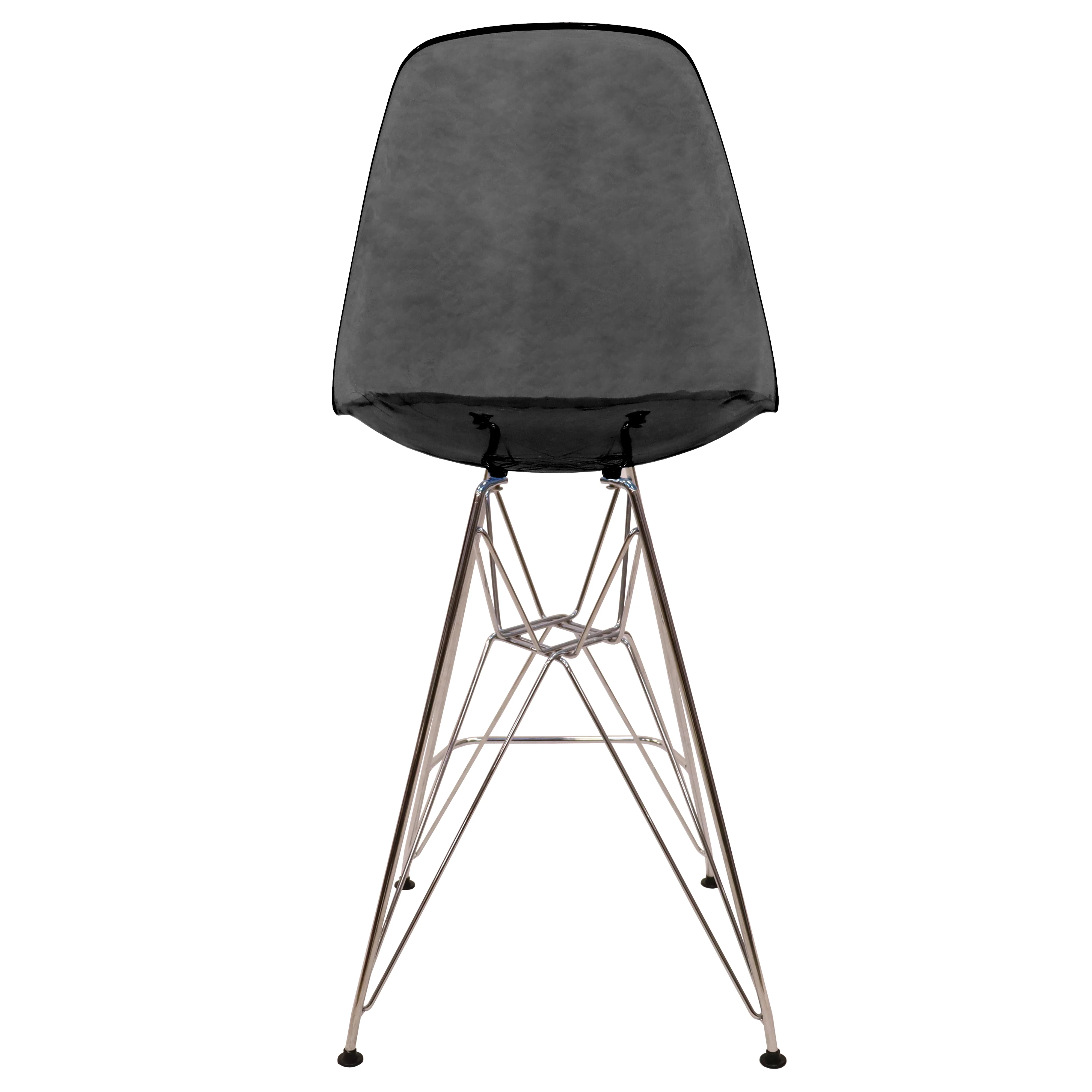 Cresco Modern Acrylic Barstool with Chrome Base and Footrest in Transparent Black