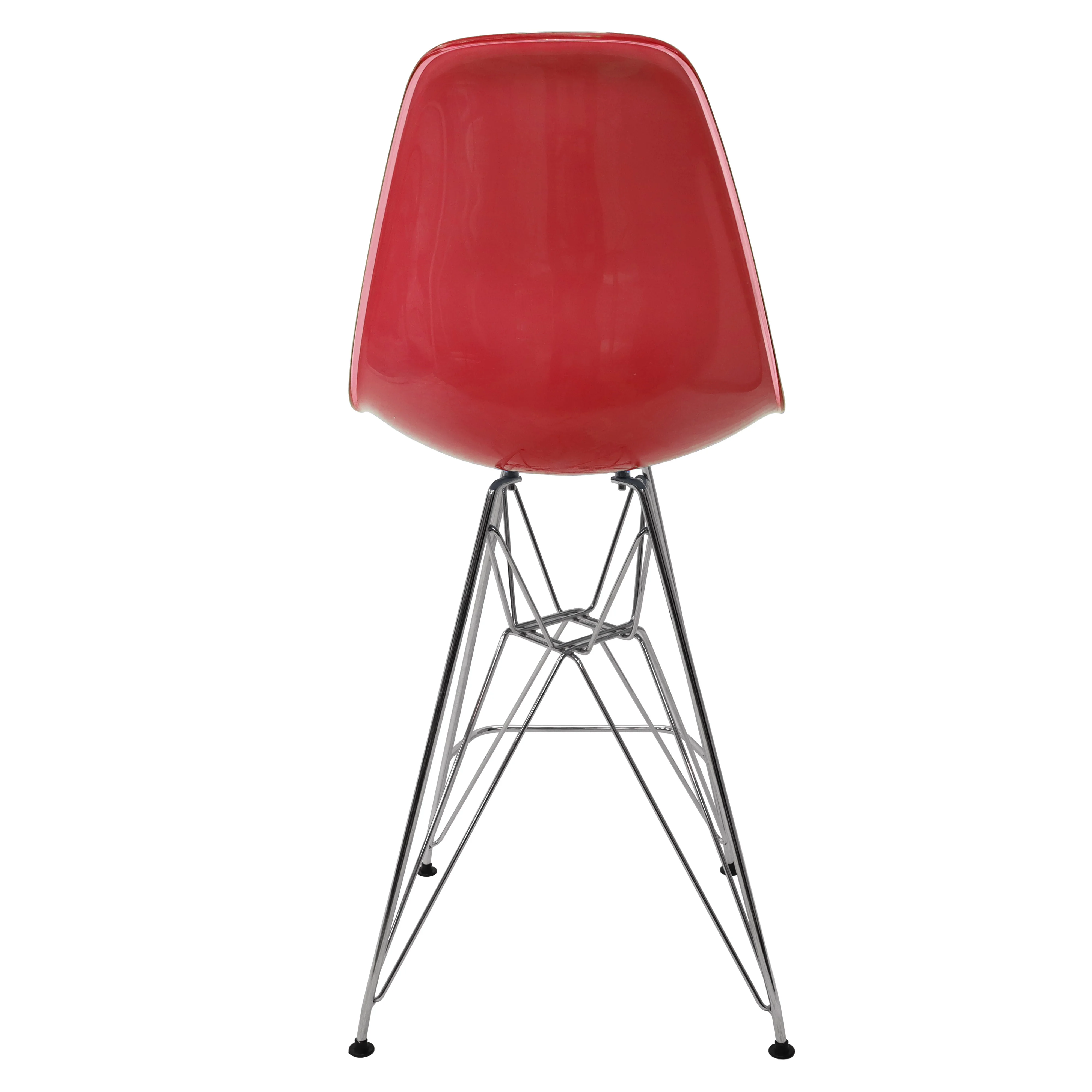 Cresco Modern Acrylic Barstool with Chrome Base and Footrest in White/Red