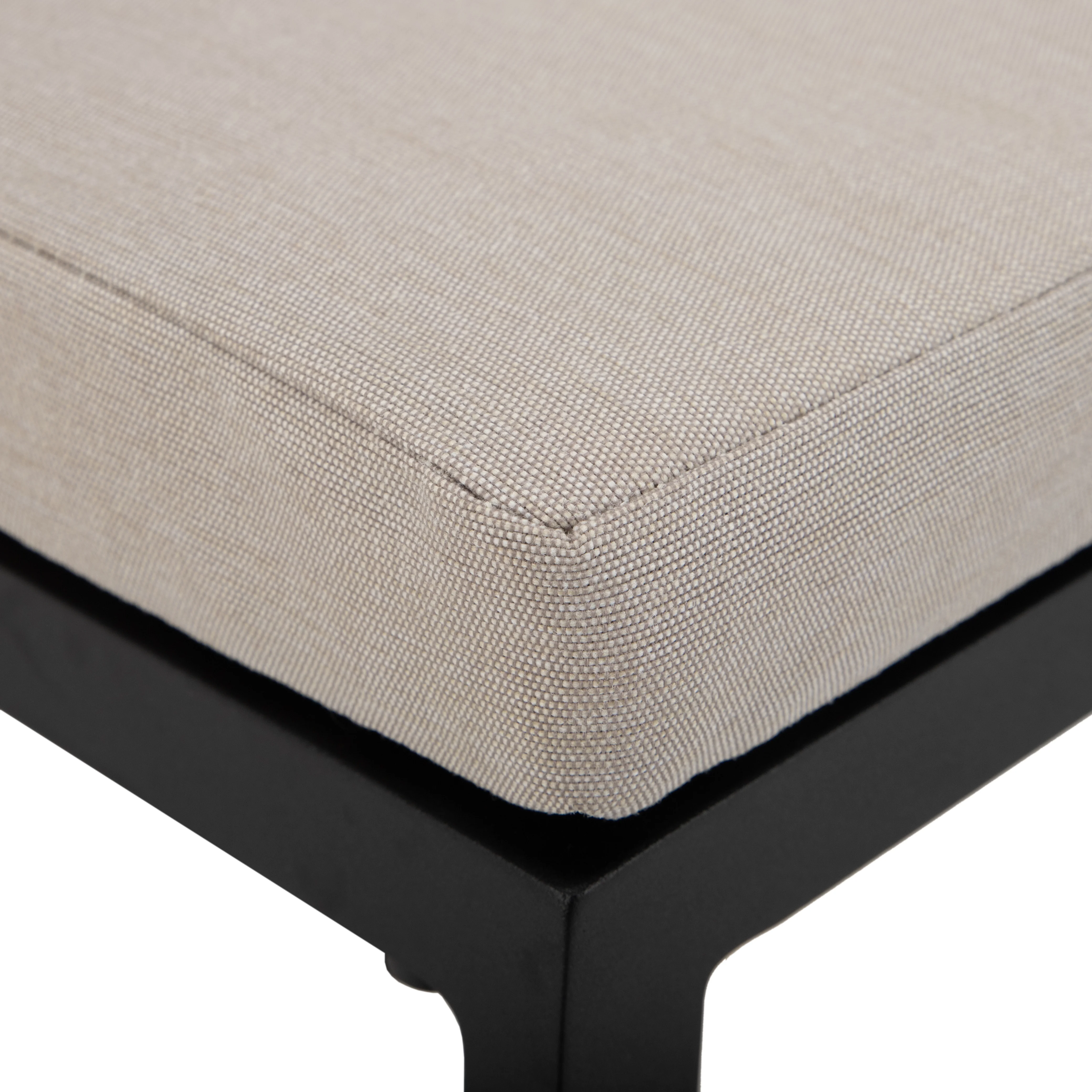 Chelsea Collection Modern Aluminum Outdoor Bar Chair in black with Beige Cushions