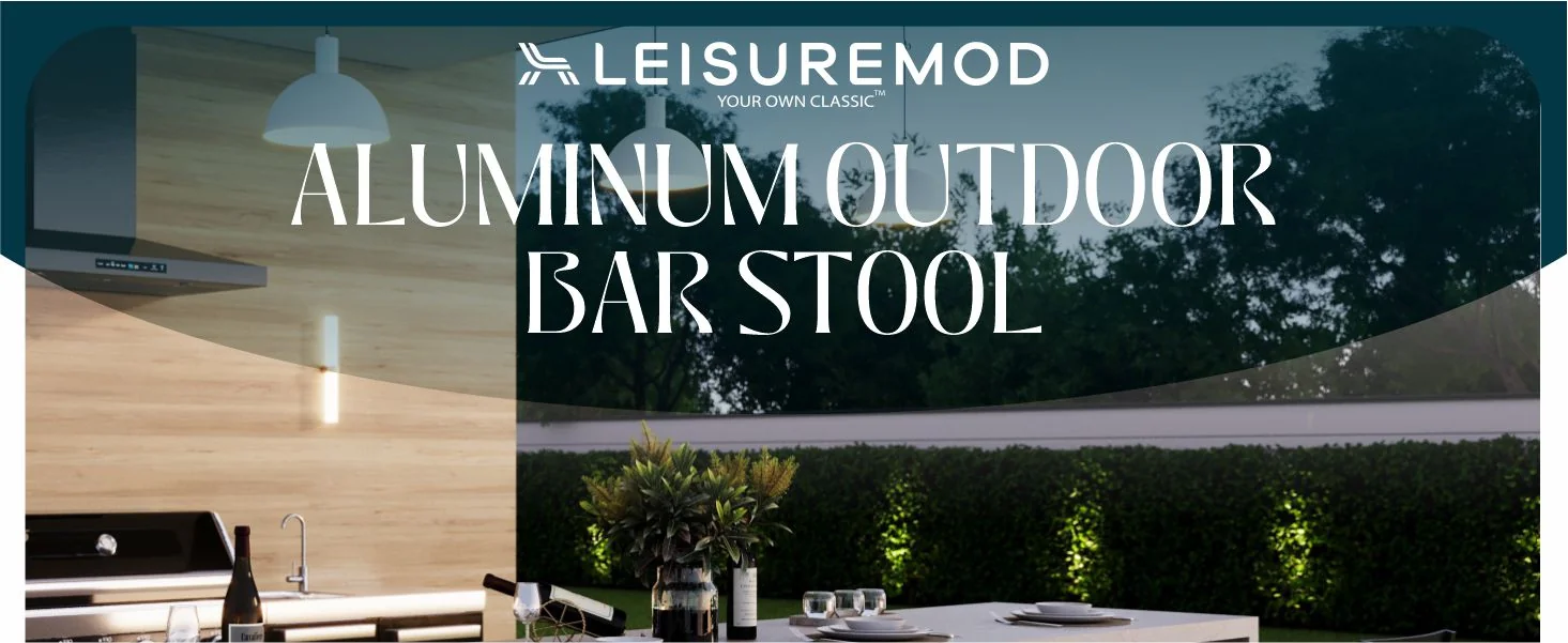 Chelsea Collection Modern Aluminum Outdoor Bar Chair in black with Beige Cushions - Set of 4