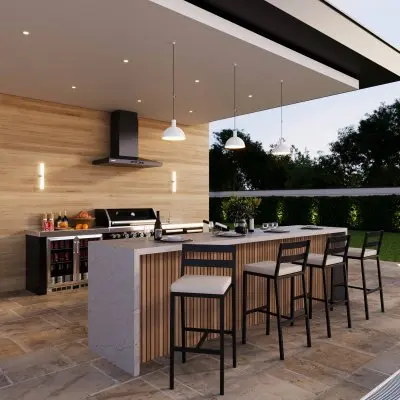 Chelsea Collection Modern Aluminum Outdoor Bar Chair in black with Beige Cushions - Set of 4