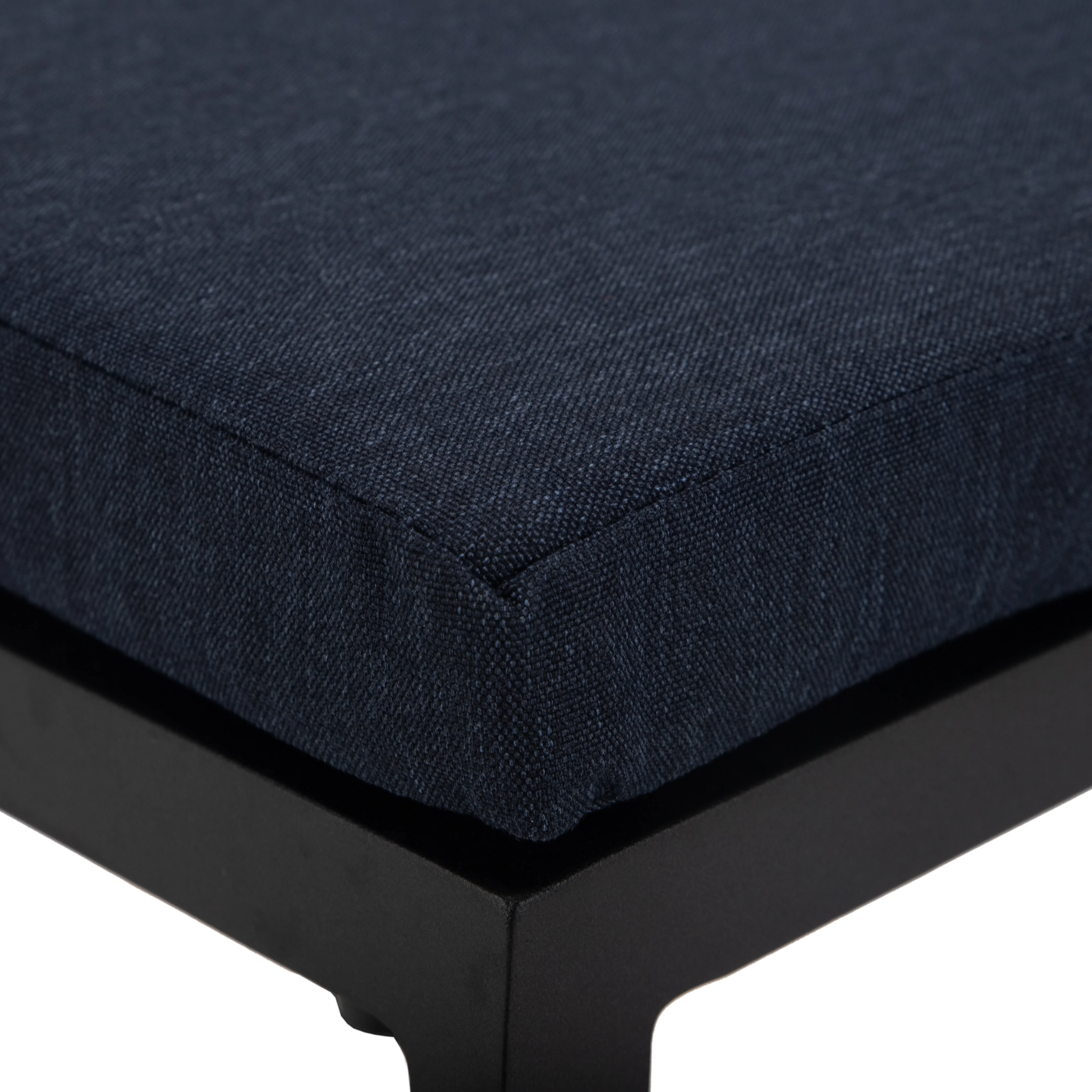 Chelsea Collection Modern Aluminum Outdoor Bar Chair in black with Blue Cushions - Set of 4