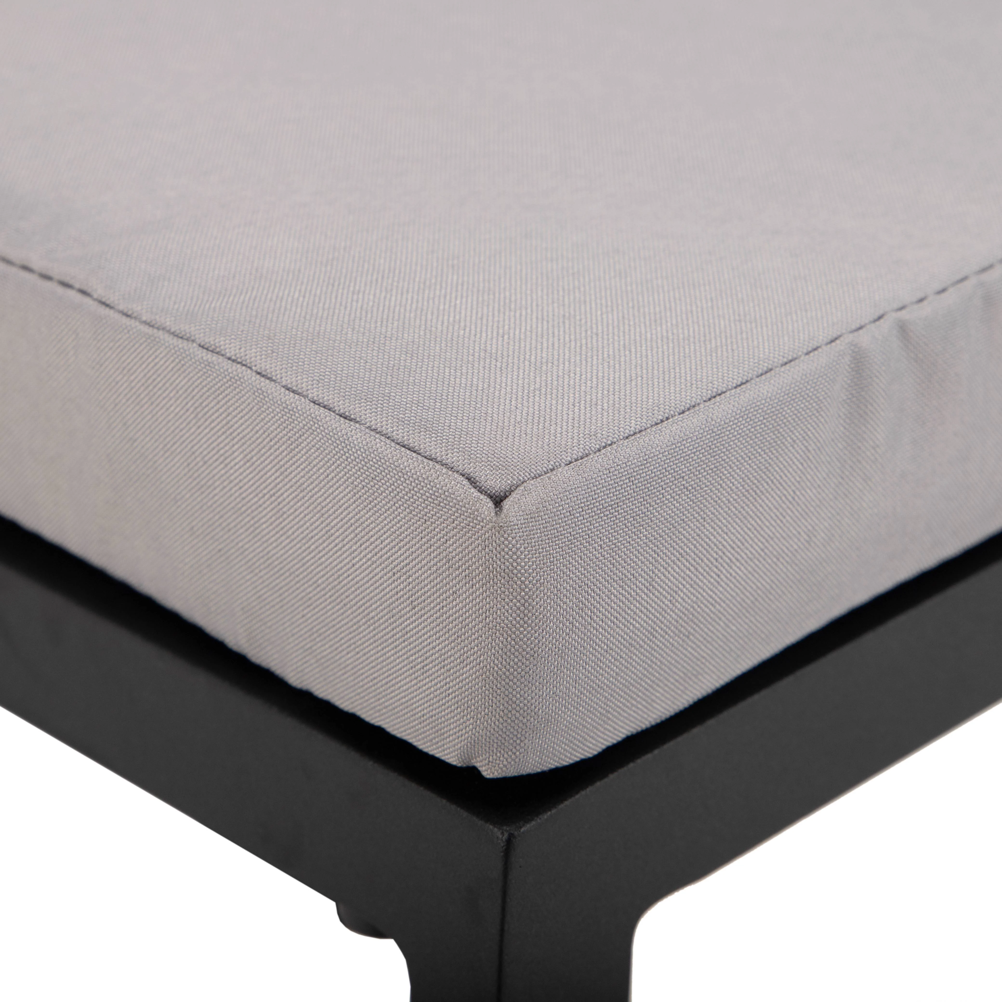 Chelsea Collection Modern Aluminum Outdoor Bar Chair in black with Light Grey Cushions - Set of 2