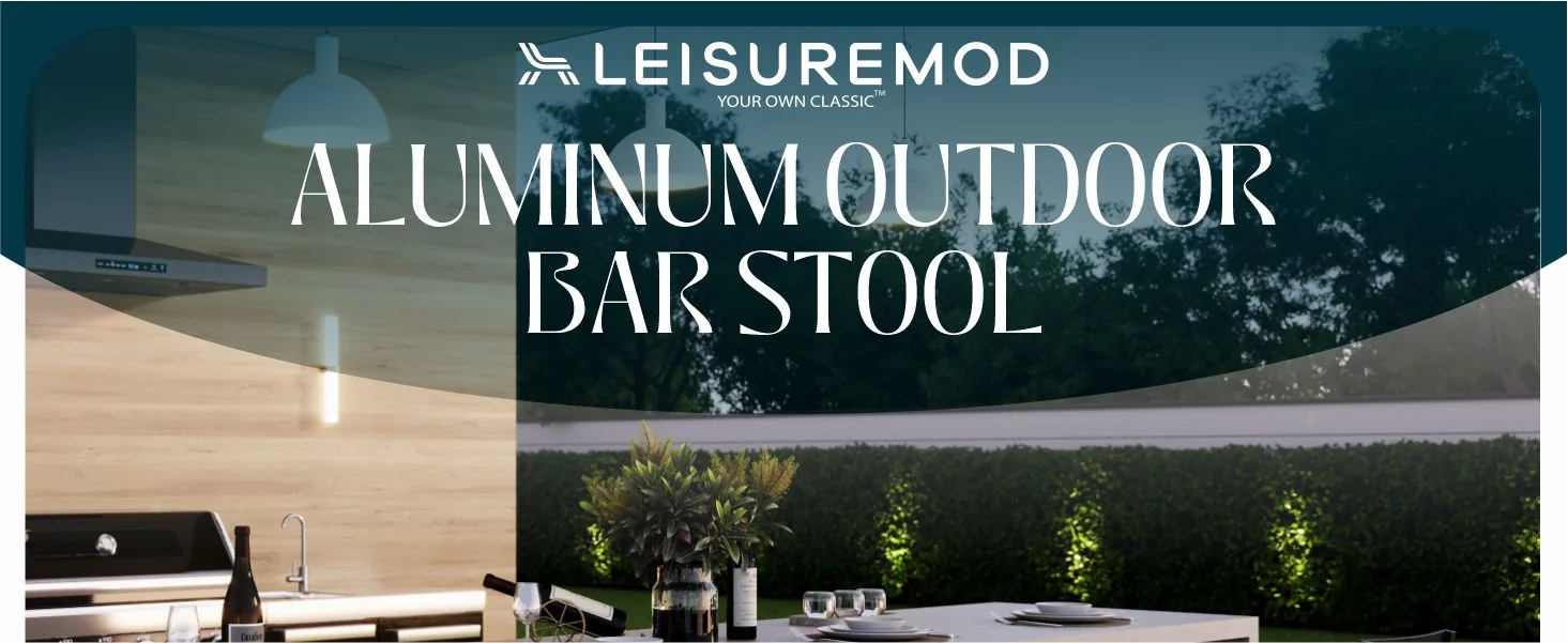 Chelsea Collection Modern Aluminum Outdoor Bar Chair in black with Orange Cushions