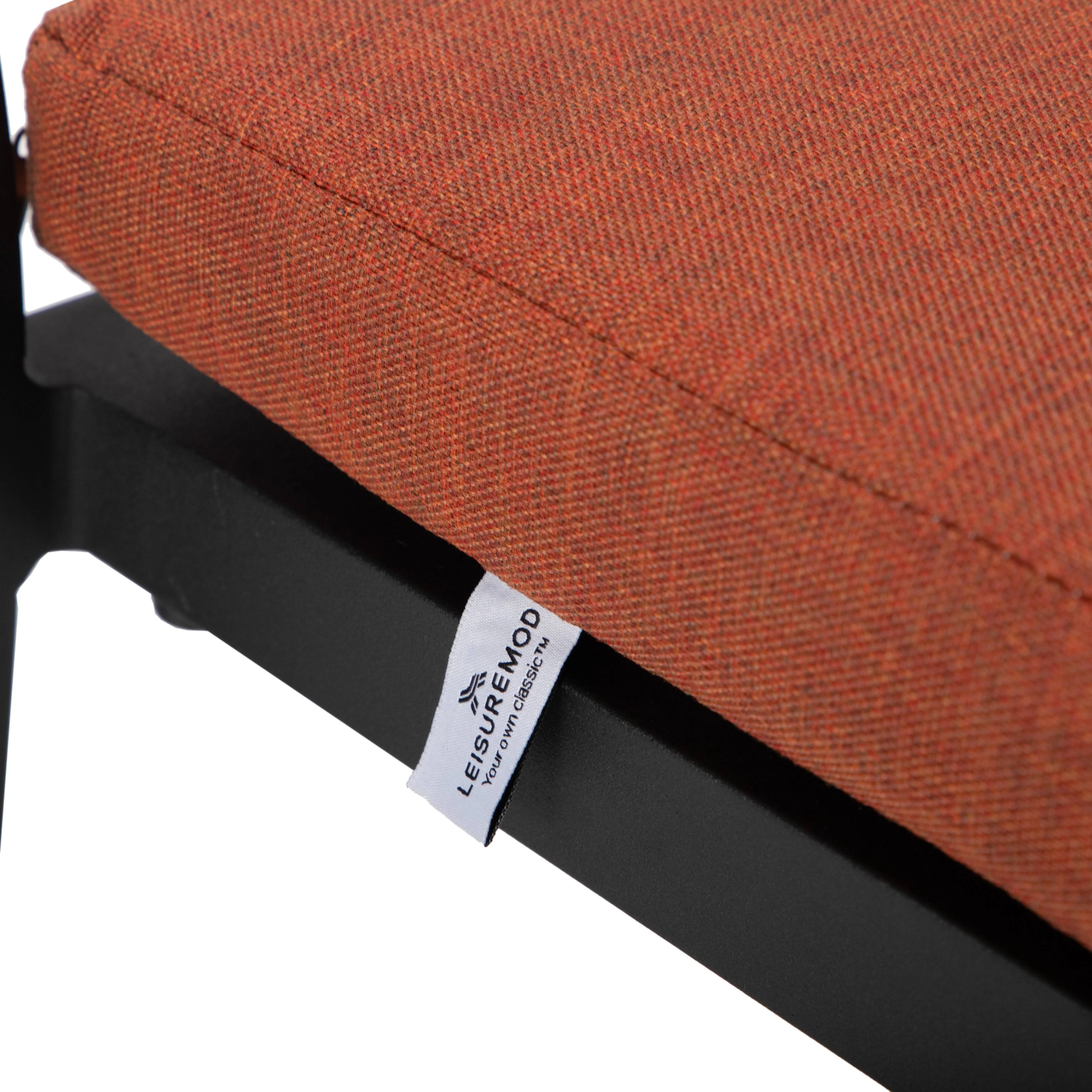 Chelsea Collection Modern Aluminum Outdoor Bar Chair in black with Orange Cushions - Set of 2