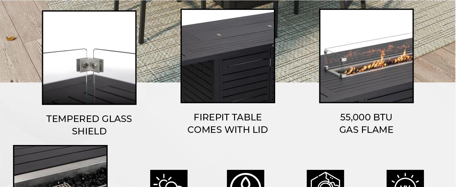 Chelsea Bar Height FIre pit aluminum table