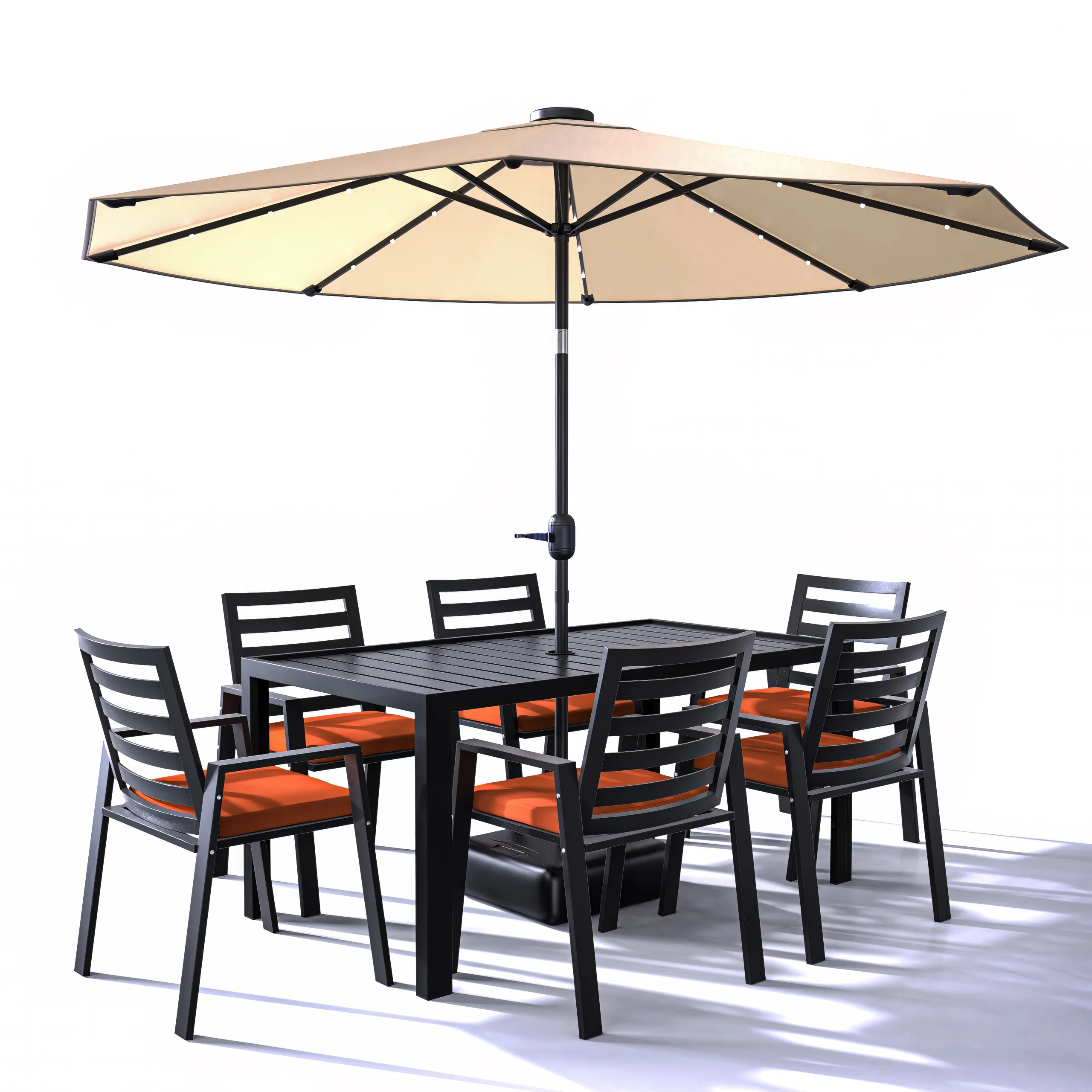 Chelsea Aluminum Outdoor Dining Table With 6 Chairs and Cherry Cushions