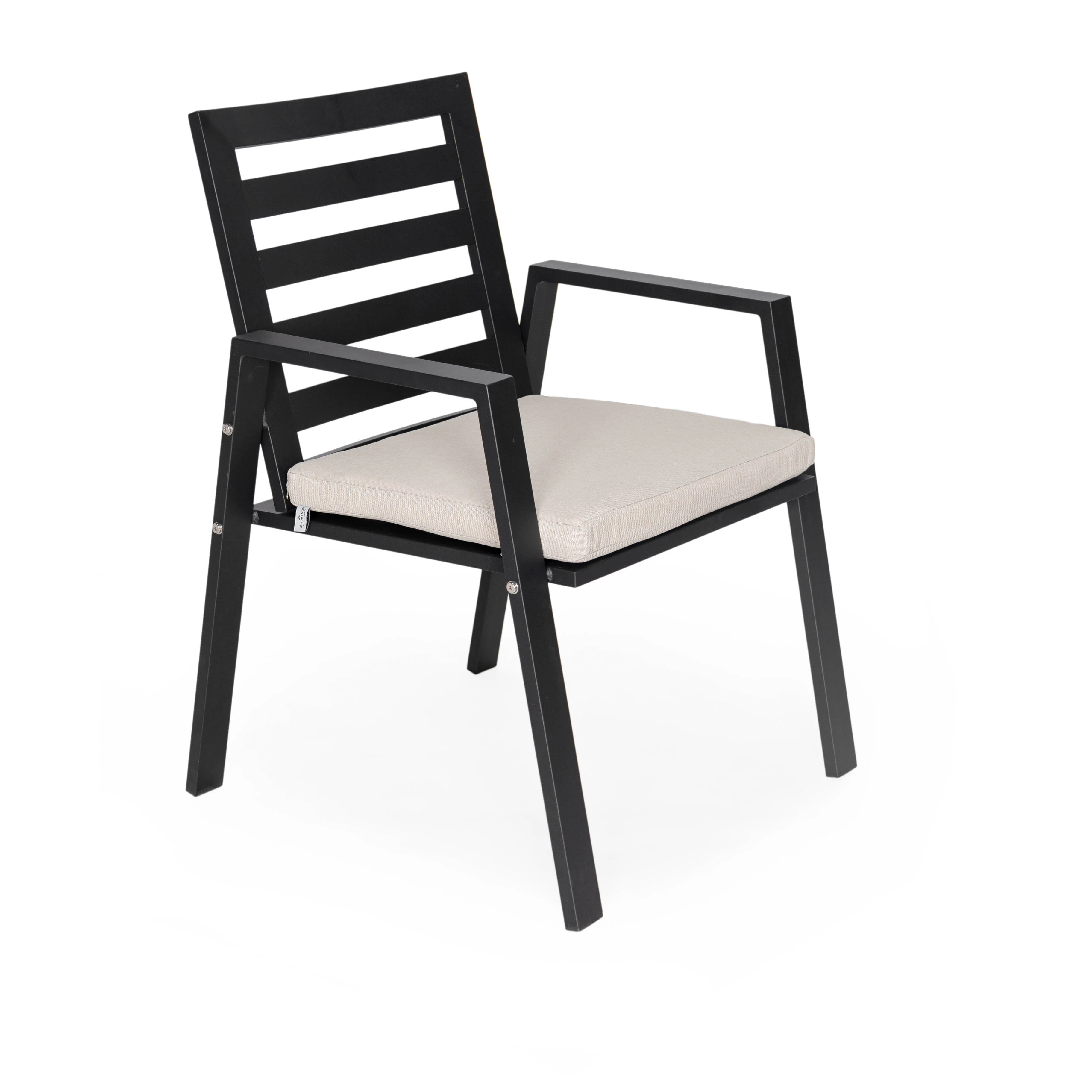 Chelsea Modern Patio Dining Armchair in Aluminum with Removable Cushions