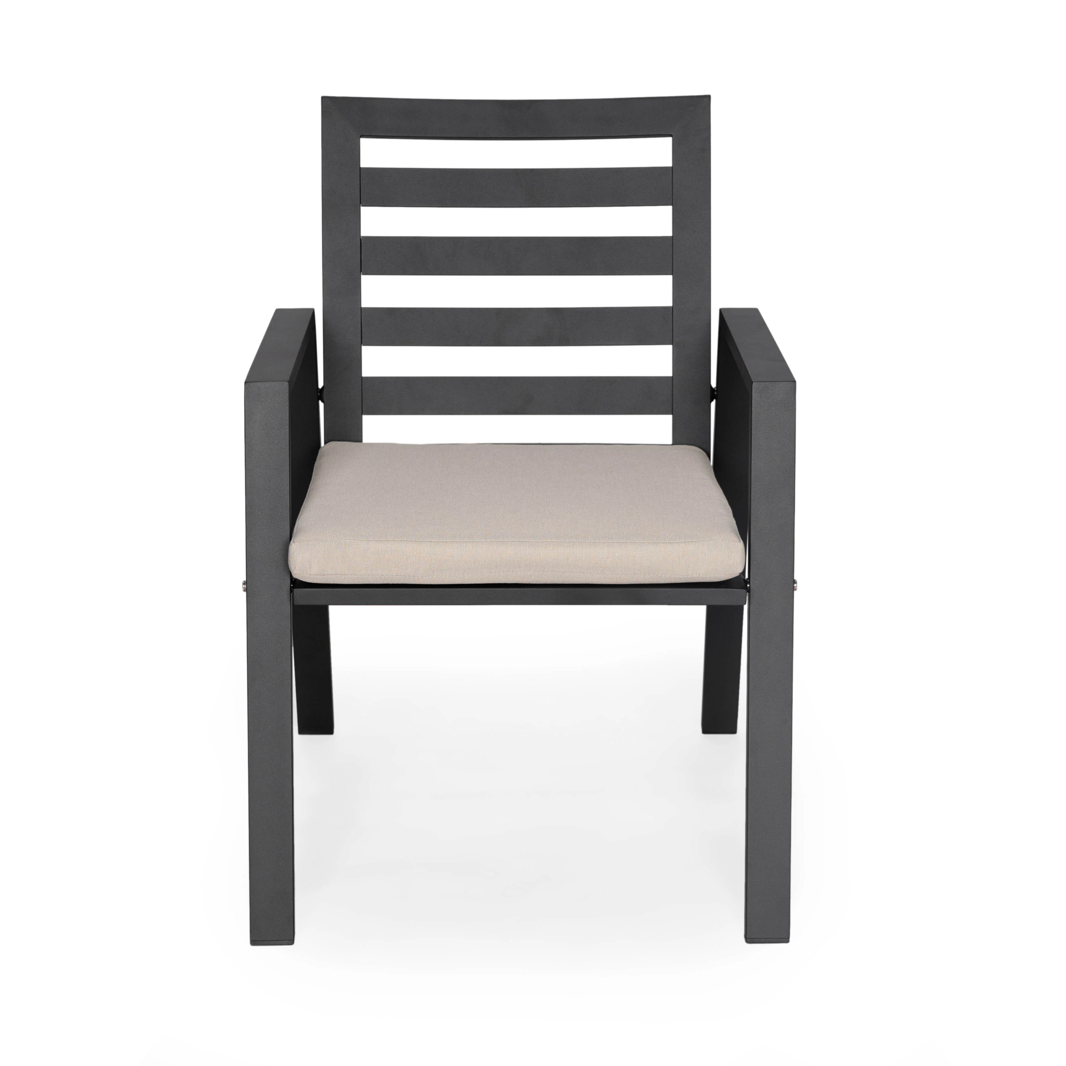 Chelsea Modern Patio Dining Armchair in Aluminum with Removable Cushions