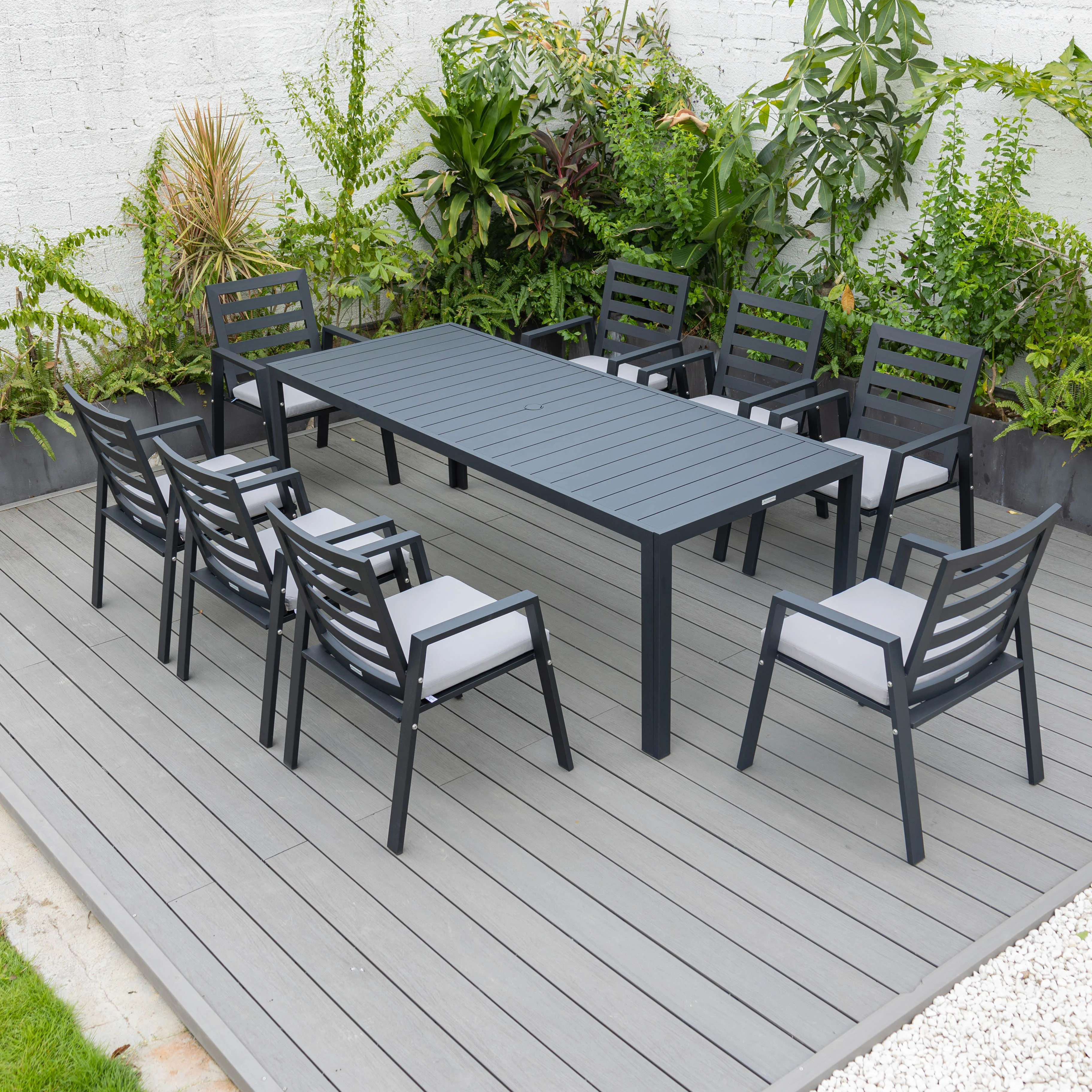 Chelsea Modern Patio Dining Armchair in Aluminum with Removable Cushions Set of 2