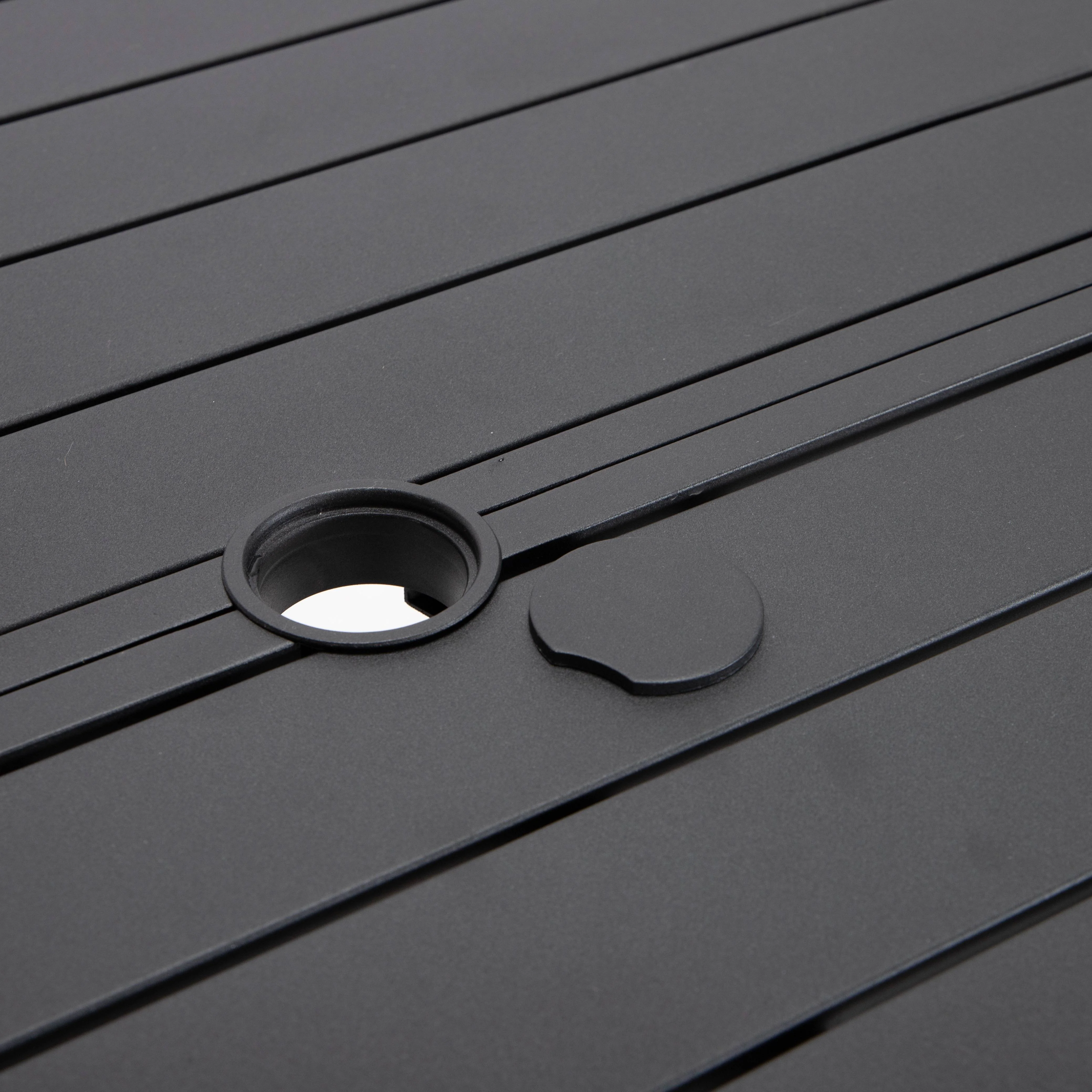 Chelsea 7-Piece Patio Dining Set with 60" Round Aluminum Dining Table and 6 Dining Armchair in Beige