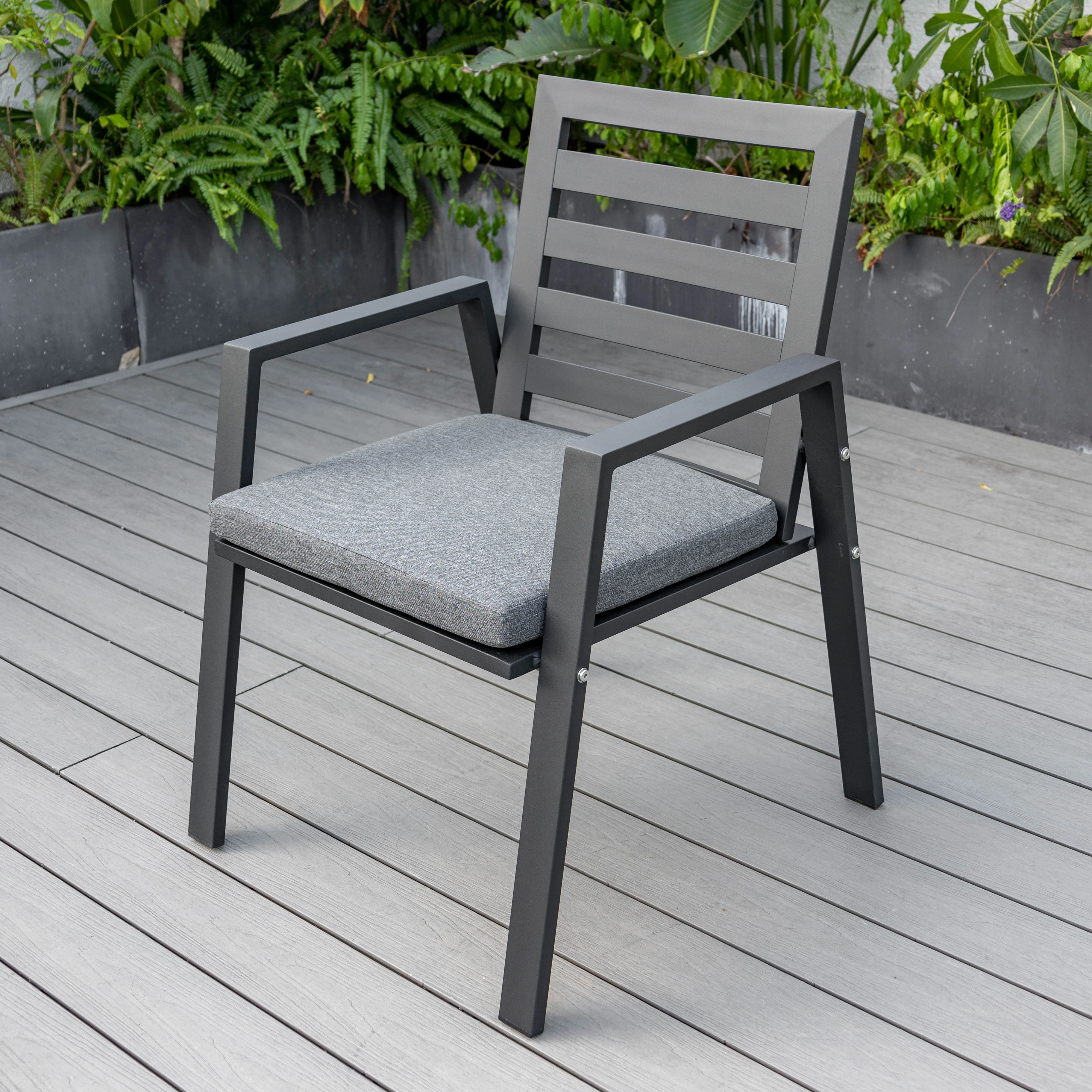 Chelsea Modern Patio Dining Armchair in Aluminum with Removable Cushions