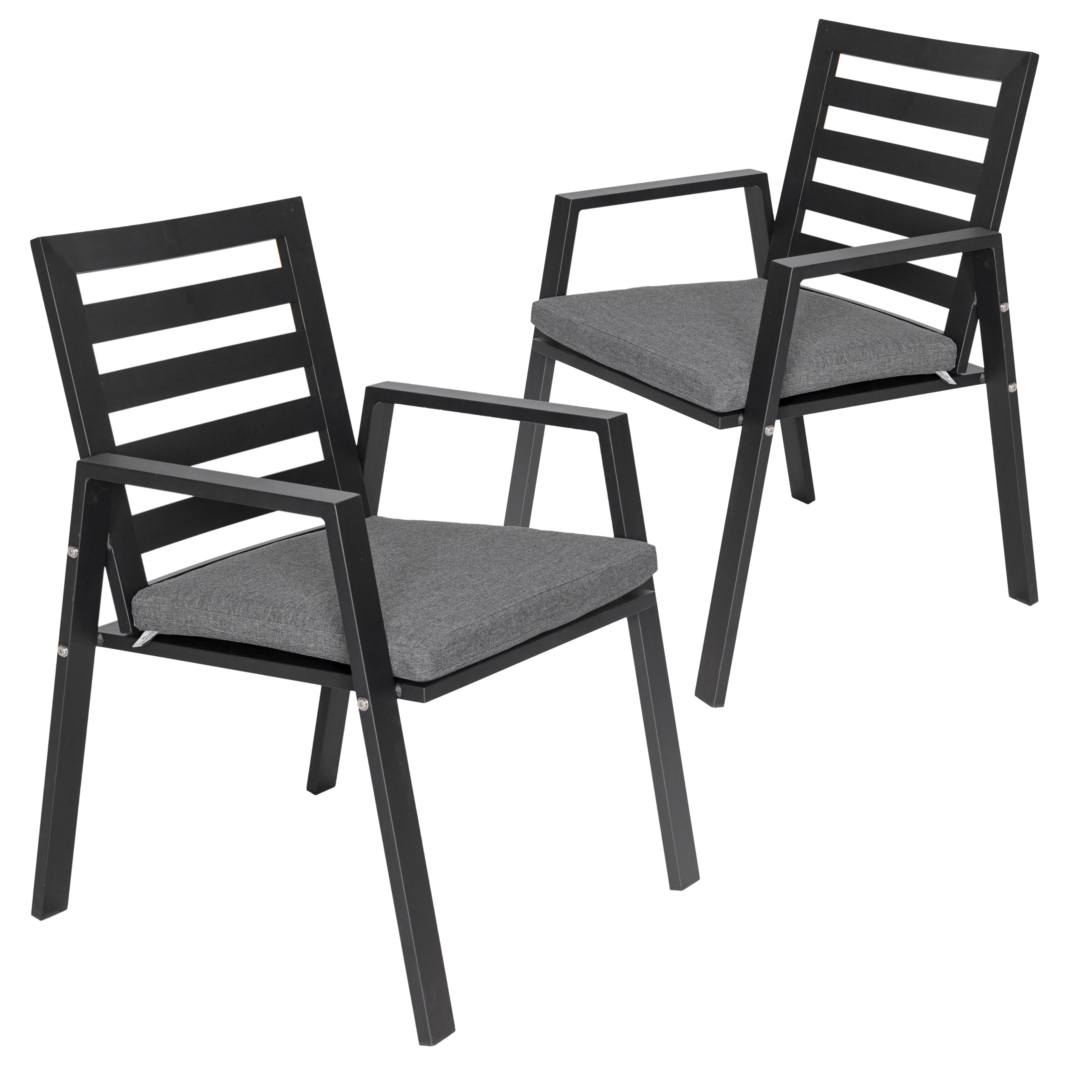 Chelsea Modern Patio Dining Armchair in Aluminum with Removable Cushions Set of 2