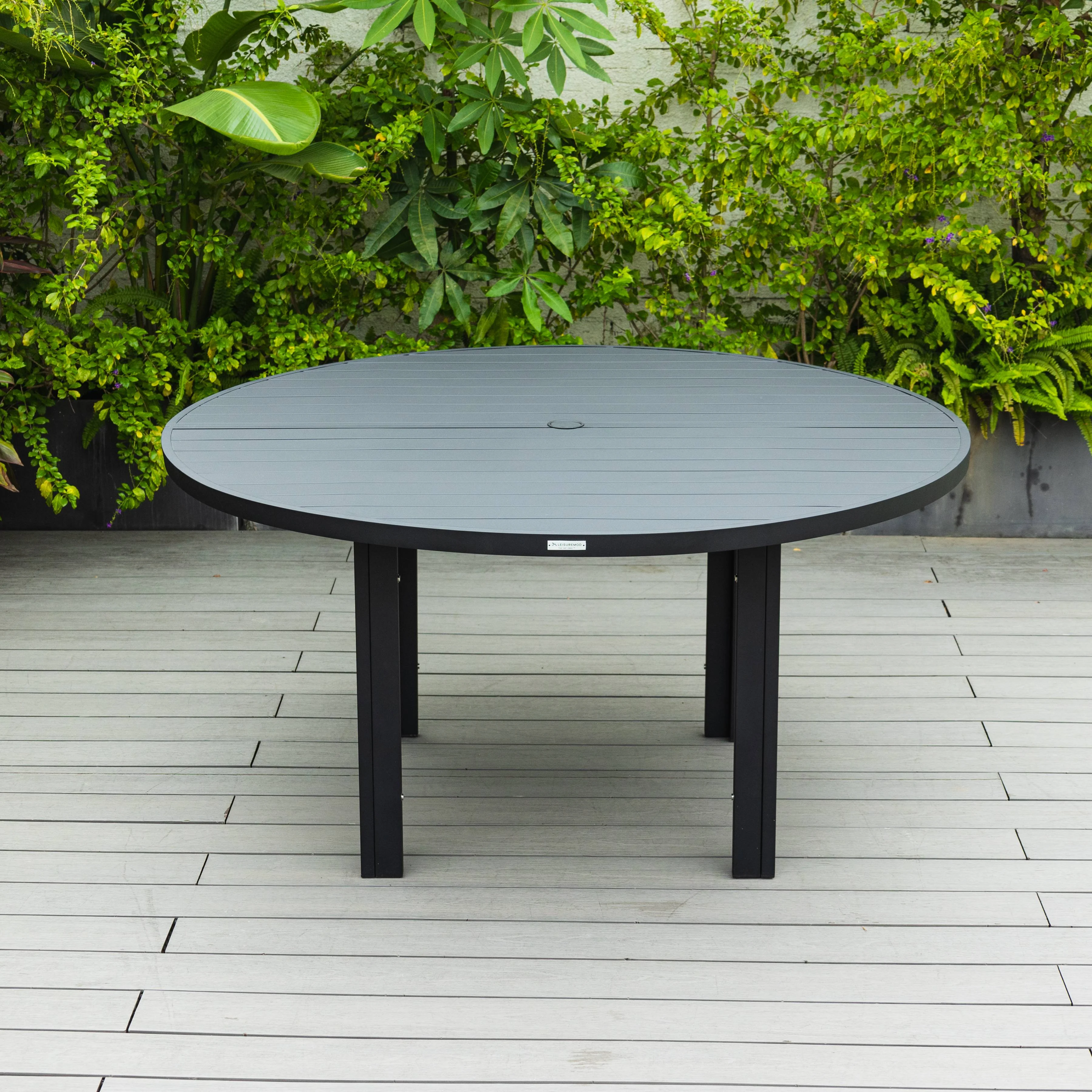 Chelsea 7-Piece Patio Dining Set with 60" Round Aluminum Dining Table and 6 Dining Armchair in Black