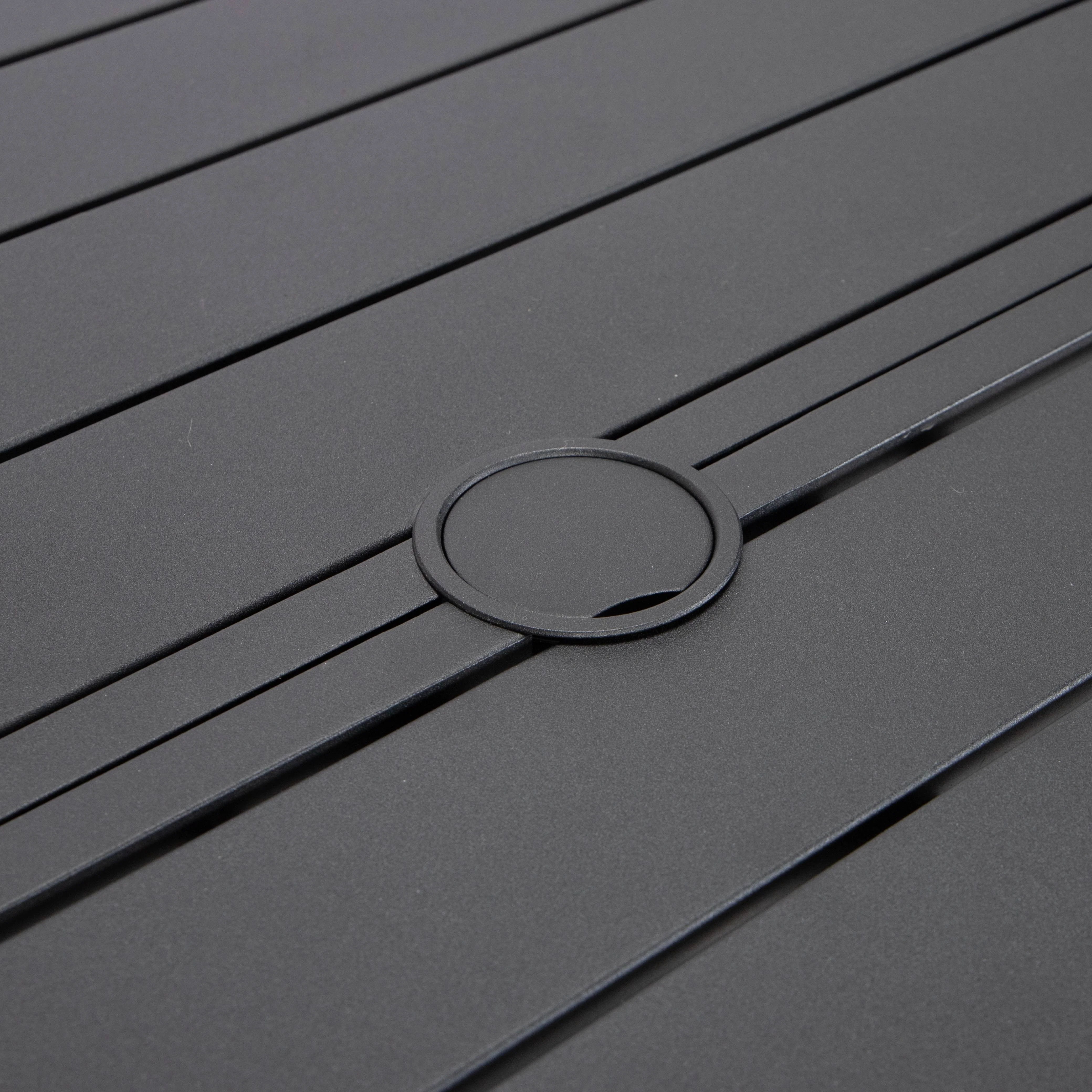 Chelsea 7-Piece Patio Dining Set with 60" Round Aluminum Dining Table and 6 Dining Armchair in Black