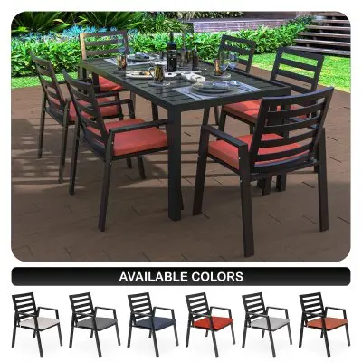 Chelsea Modern Patio Dining Armchair in Aluminum with Removable Cushions