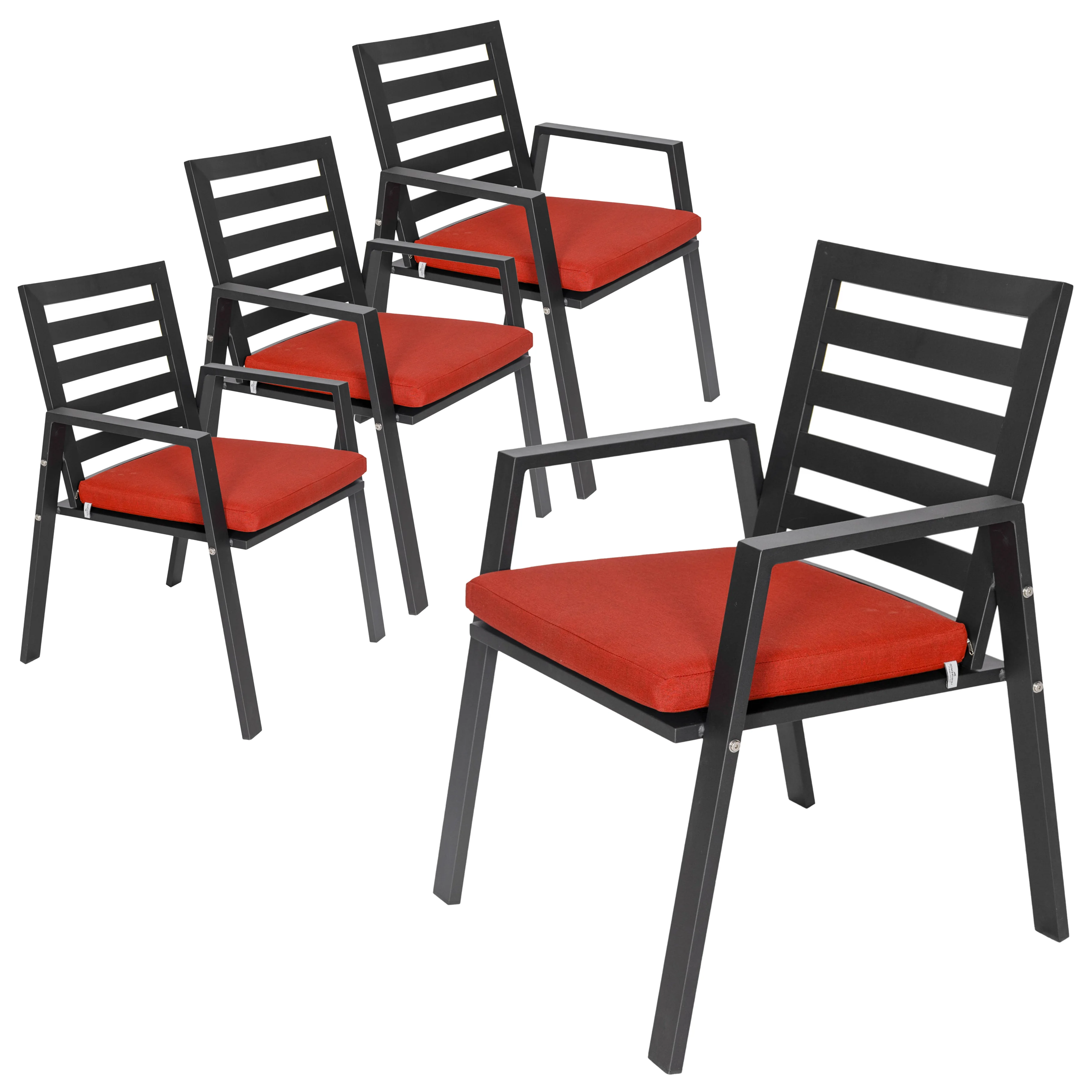 Chelsea Modern Patio Dining Armchair in Aluminum with Removable Cushions Set of 4