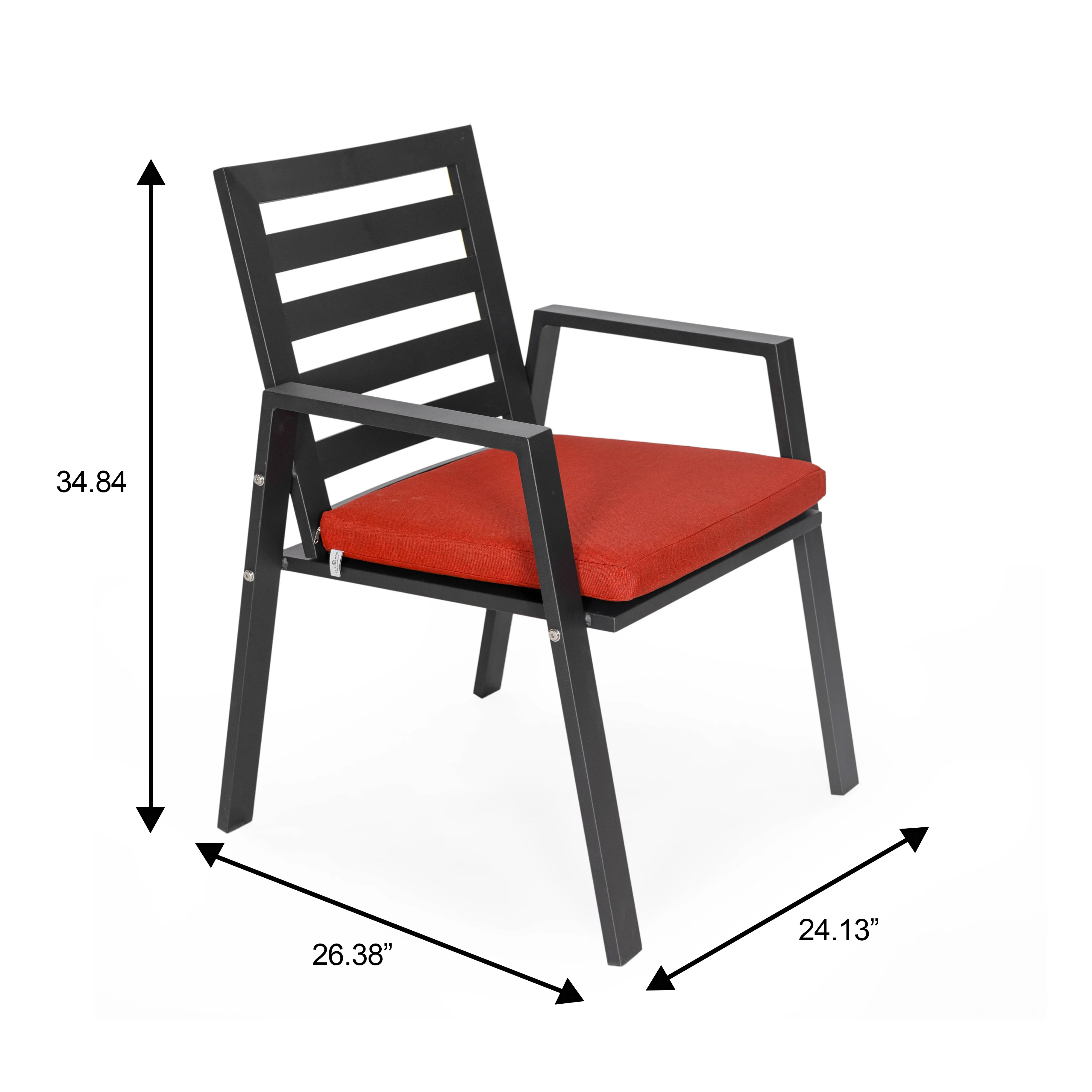 Chelsea 7-Piece Patio Dining Set 78-118" Wide Rectangular Extendable Aluminum Dining Table and 6 Dining Armchair in Cherry Red