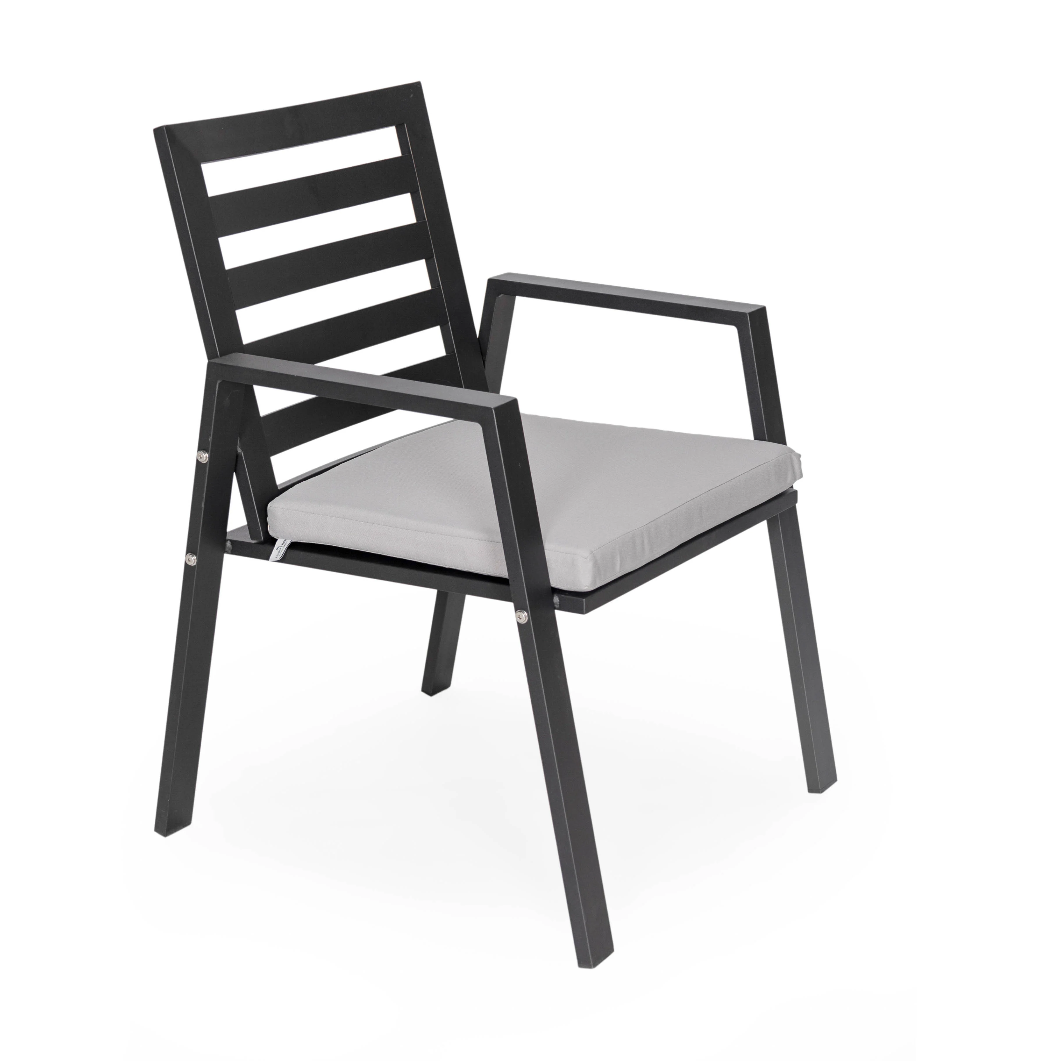 Chelsea Modern Patio Dining Armchair in Aluminum with Removable Cushions