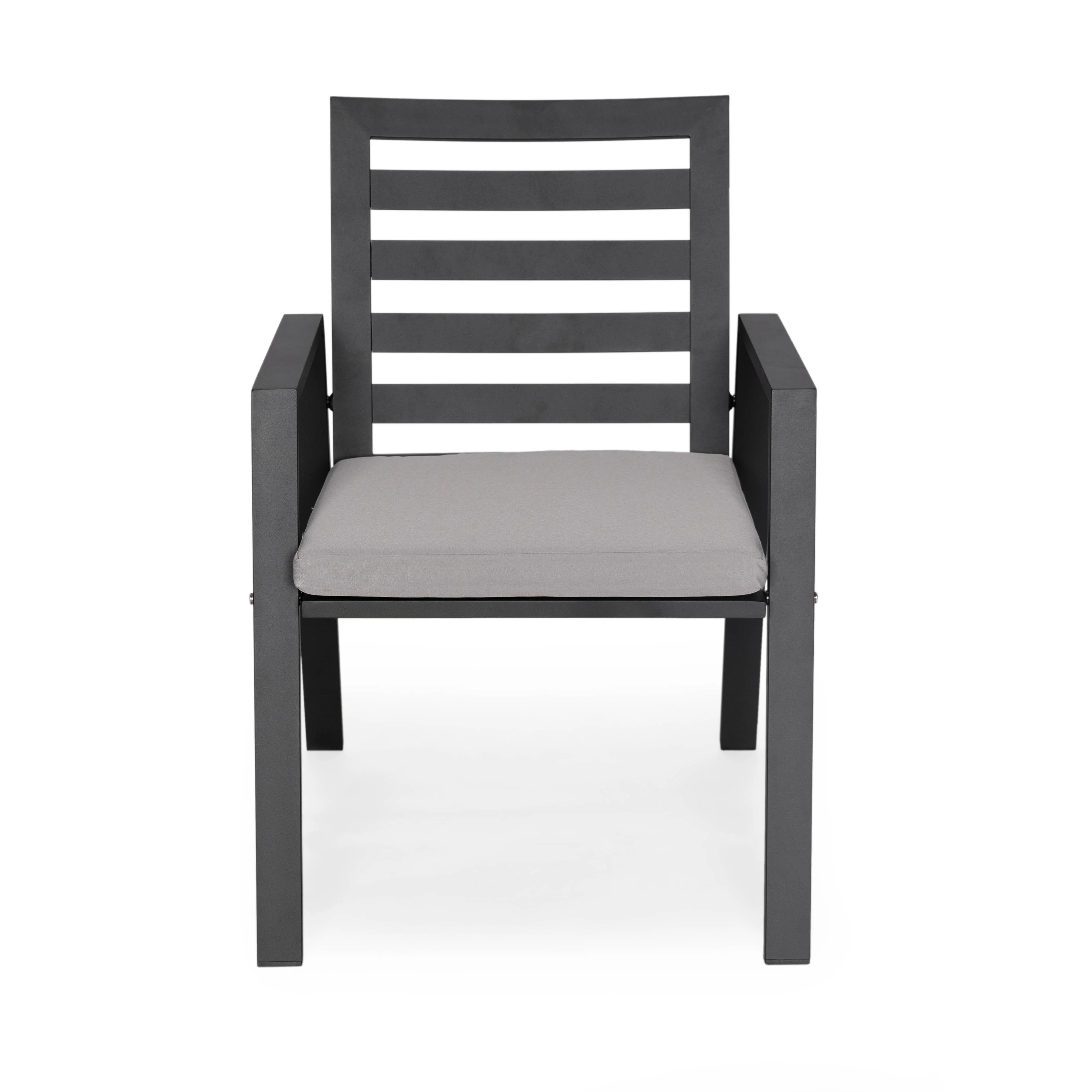 Chelsea Modern Patio Dining Armchair in Aluminum with Removable Cushions Set of 2