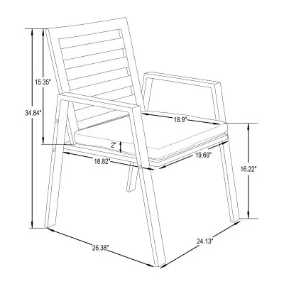 Chelsea Modern Patio Dining Armchair in Aluminum with Removable Cushions Set of 2