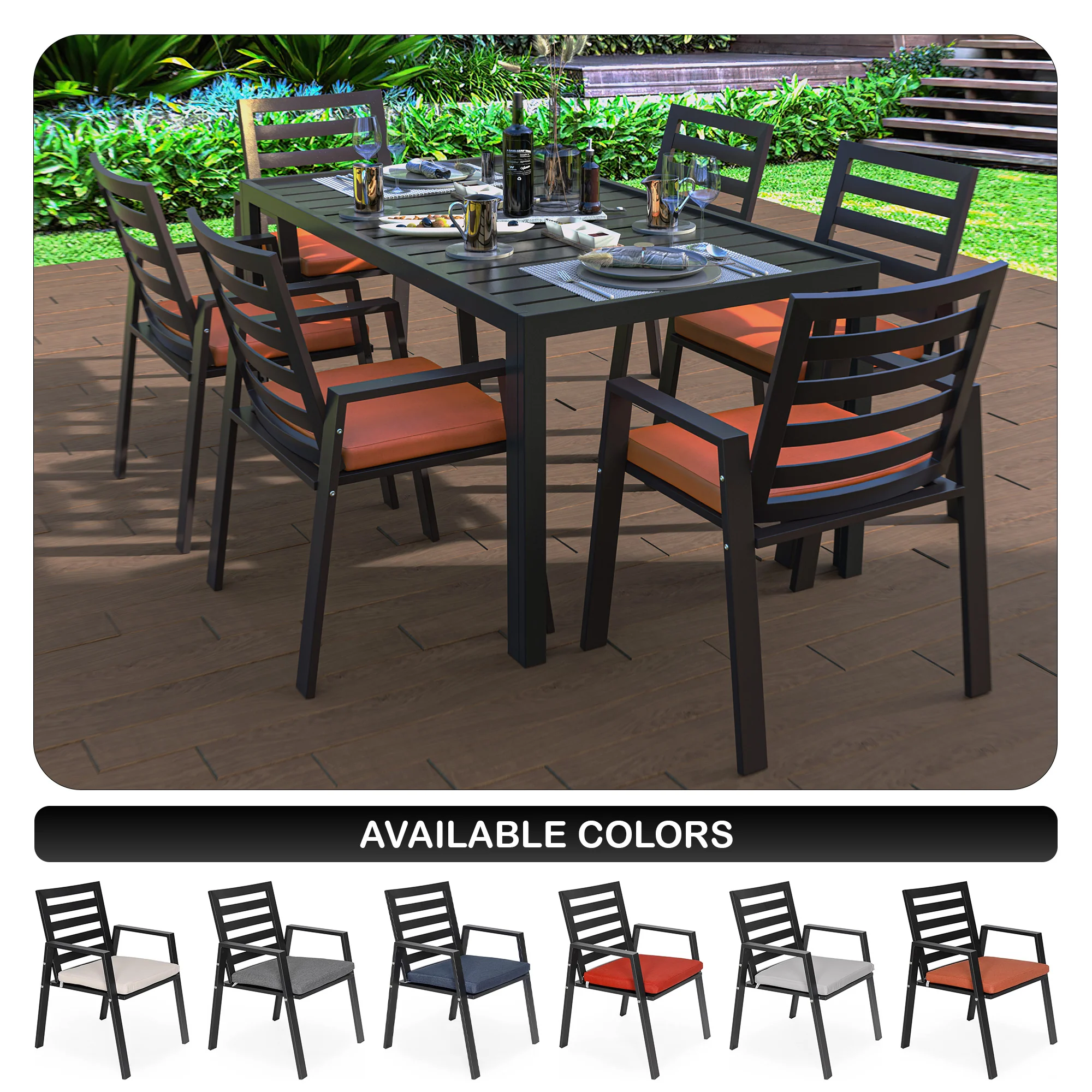 Chelsea Modern Patio Dining Armchair in Aluminum with Removable Cushions