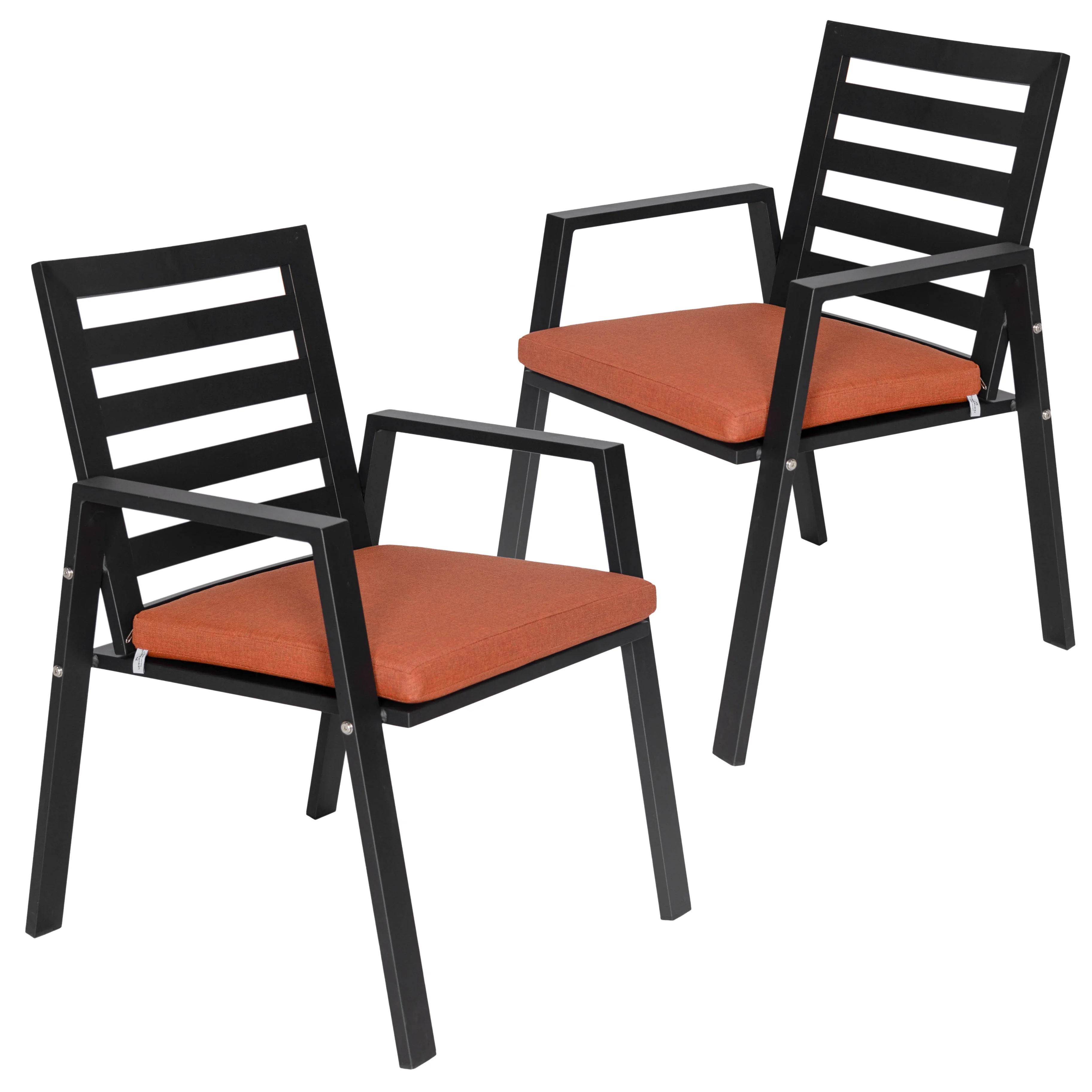 Chelsea Modern Patio Dining Armchair in Aluminum with Removable Cushions Set of 2