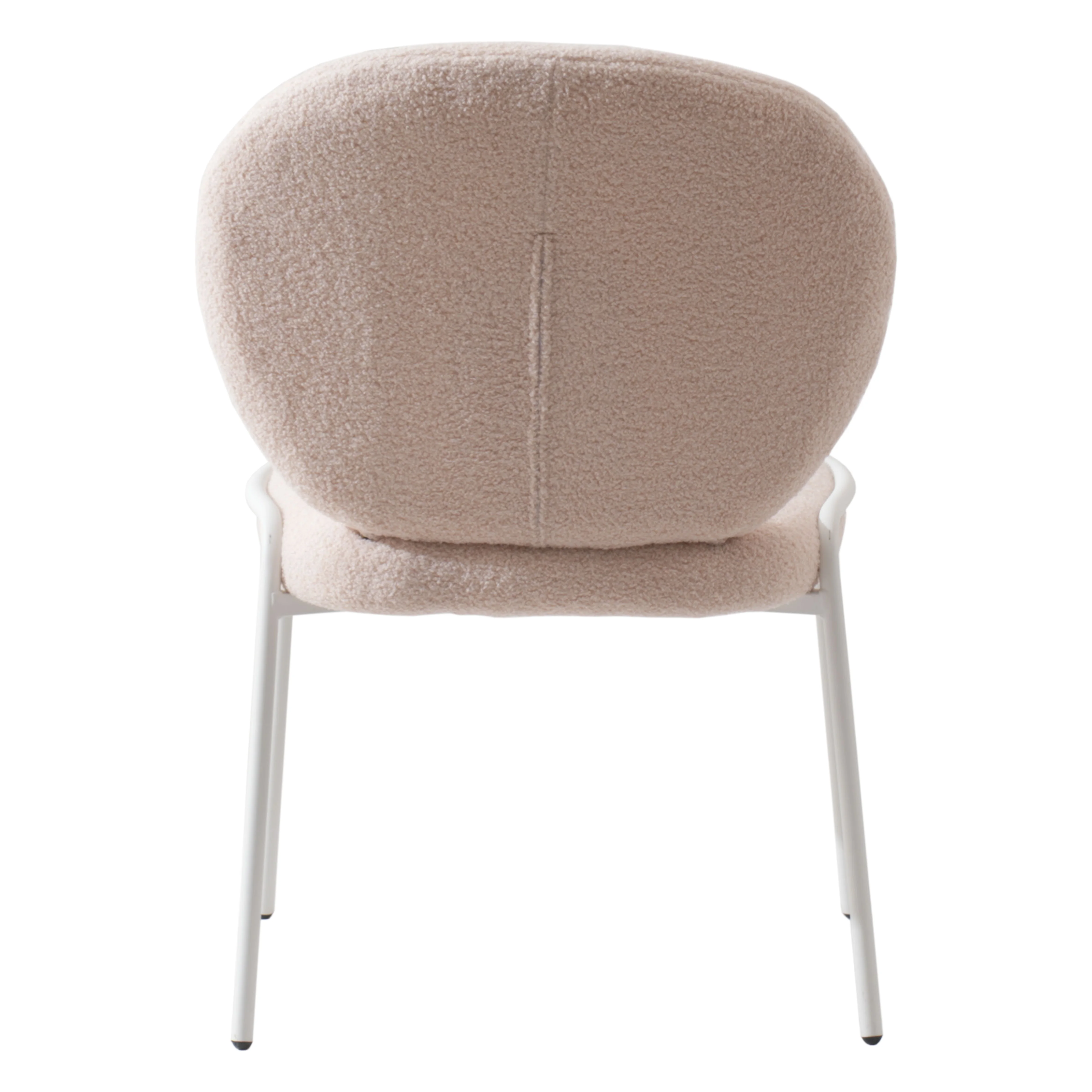 Mid-Century Modern Boucle Dining Chair with White Frame, Beige
