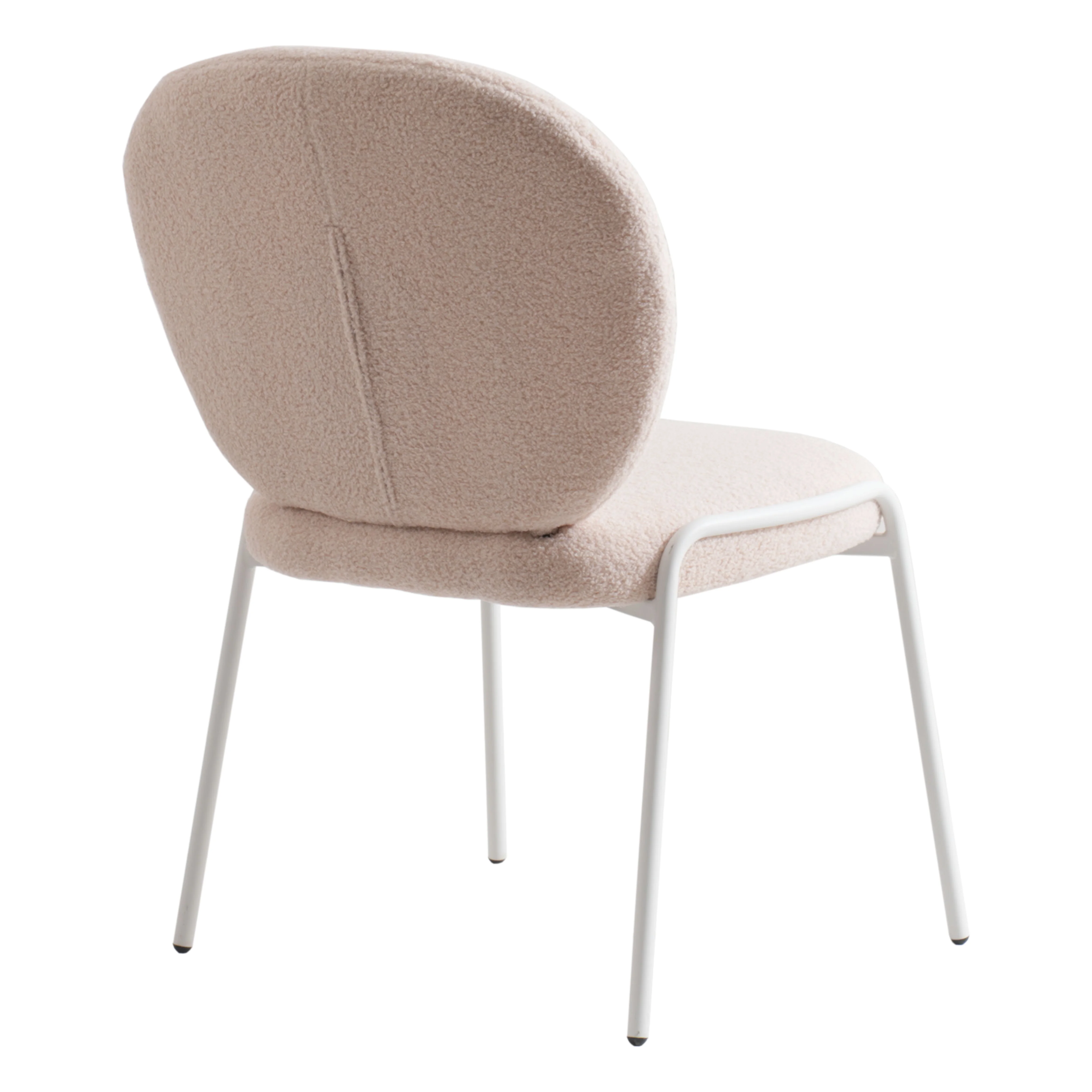 Mid-Century Modern Boucle Dining Chair with White Frame, Beige