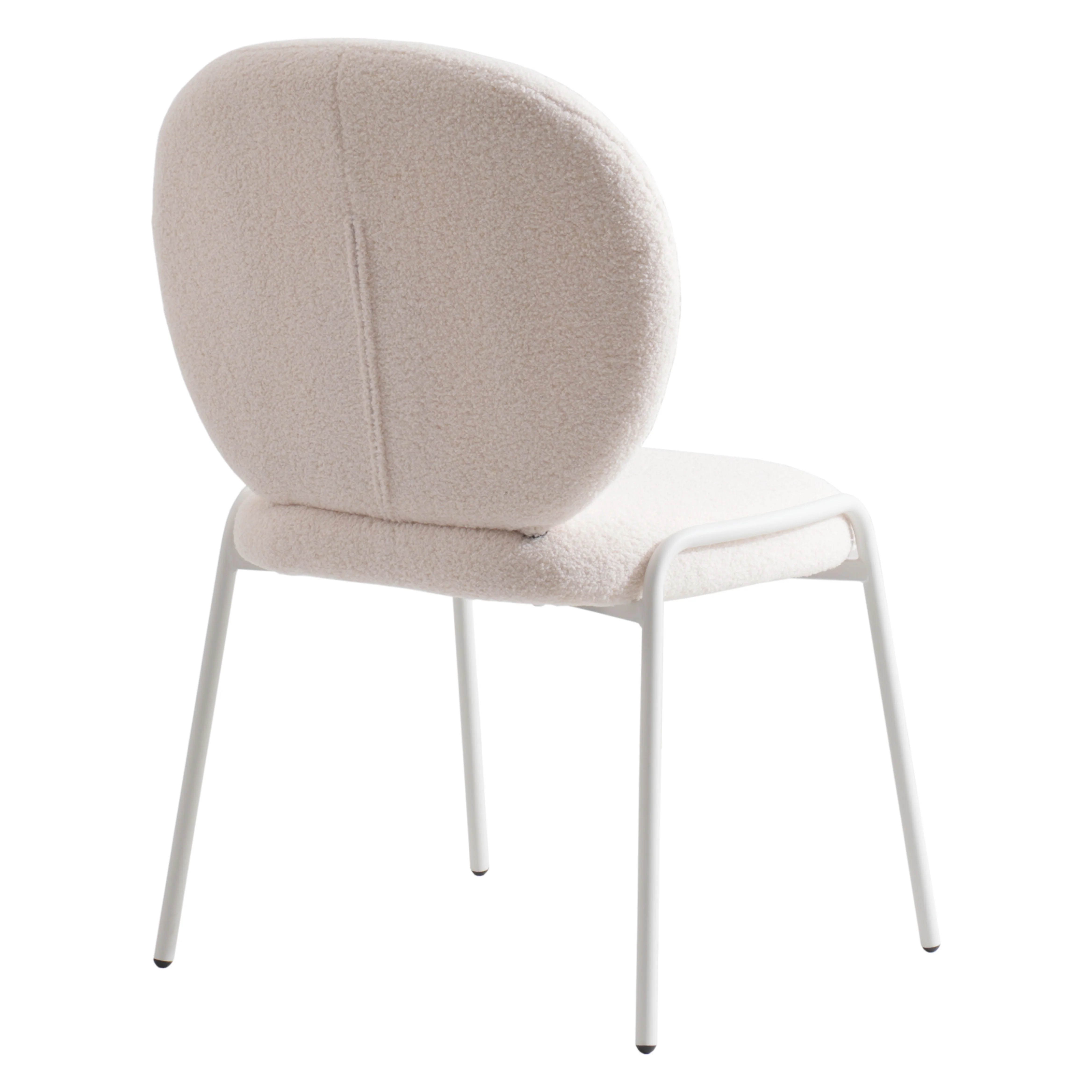 Mid-Century Modern Boucle Dining Chair with White Frame, White