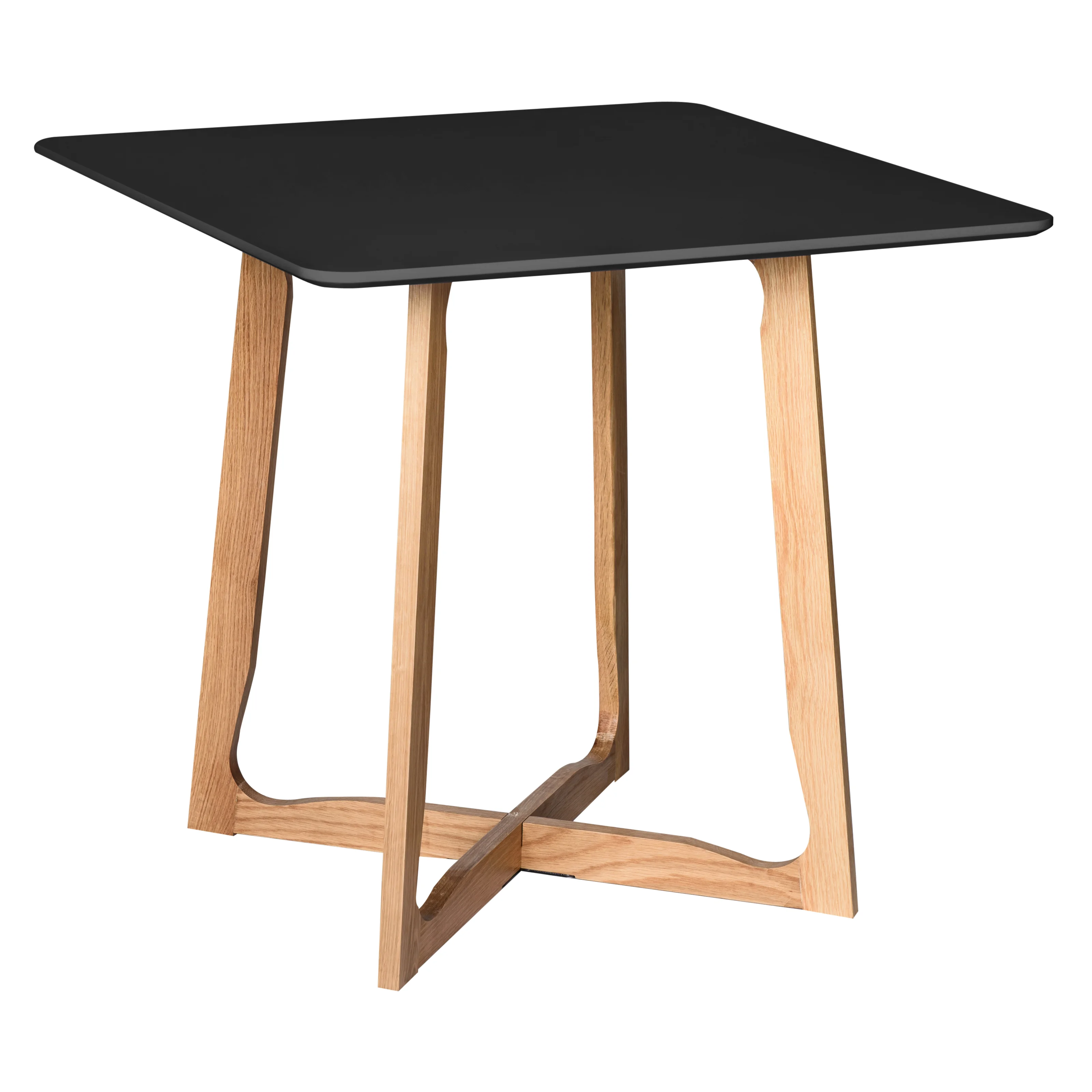 Cedar Square Bistro Dining Table W/ Natural Wood X Shaped Sled Base