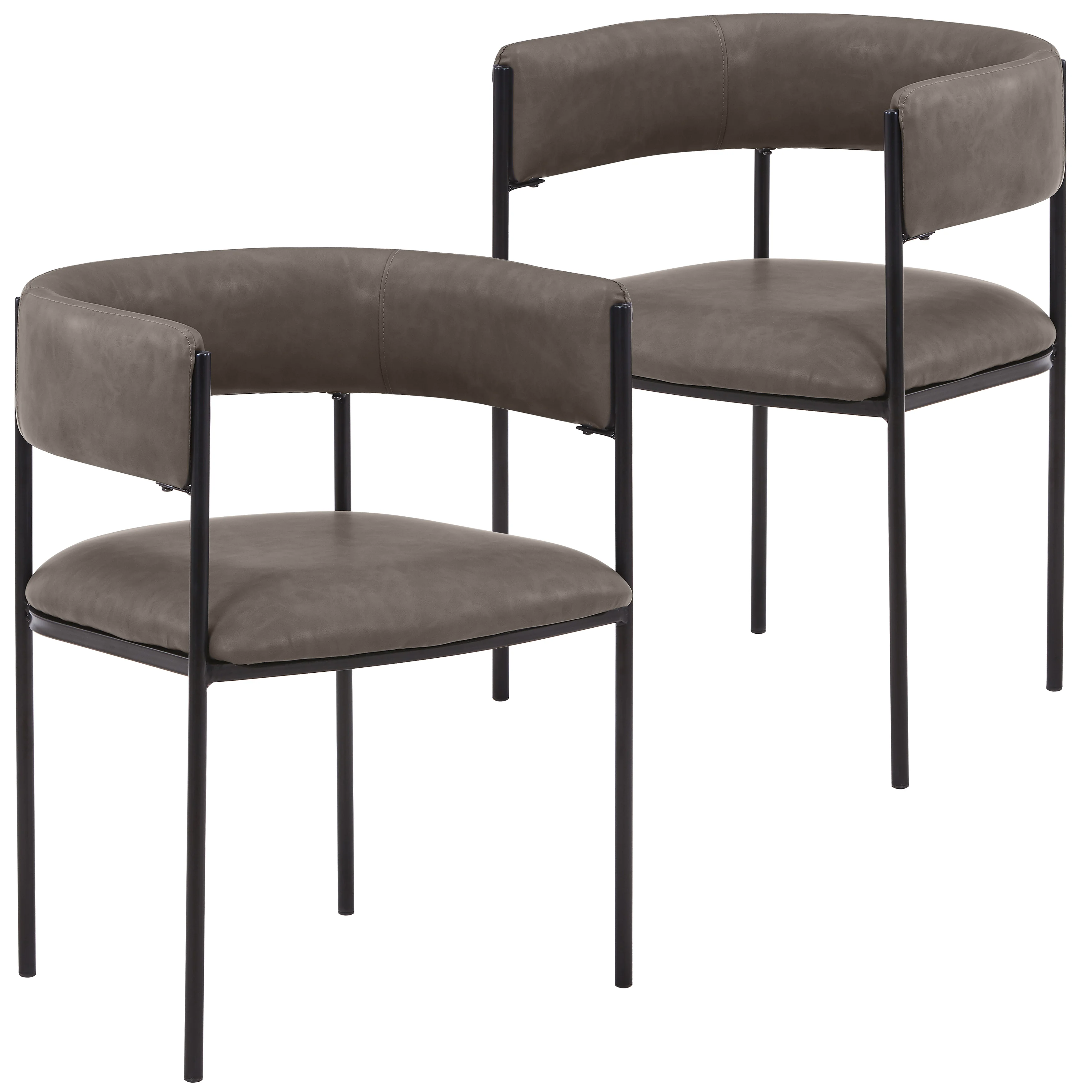 Cyril Collection Modern Chair in Charcoal Set of 2