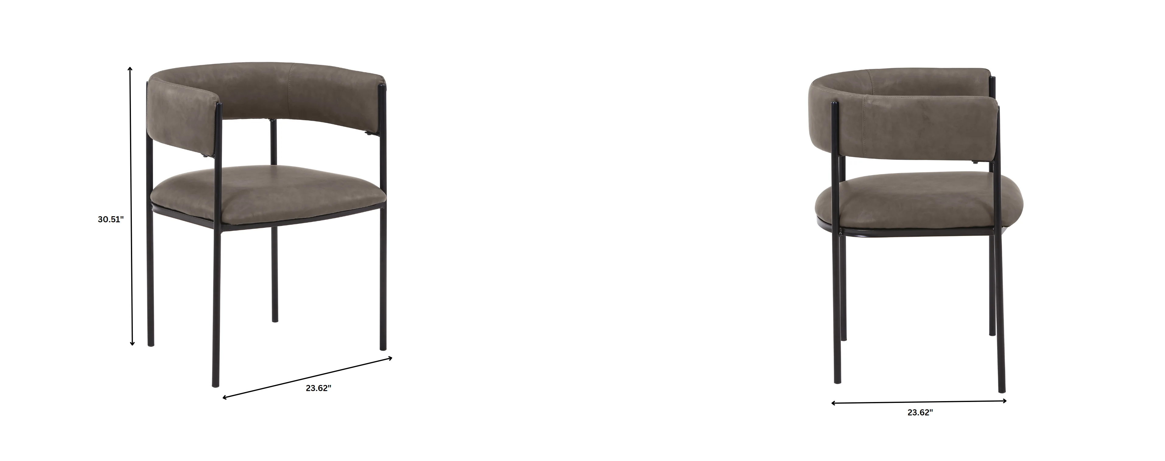 Cyril Collection Modern Chair in Charcoal Set of 2