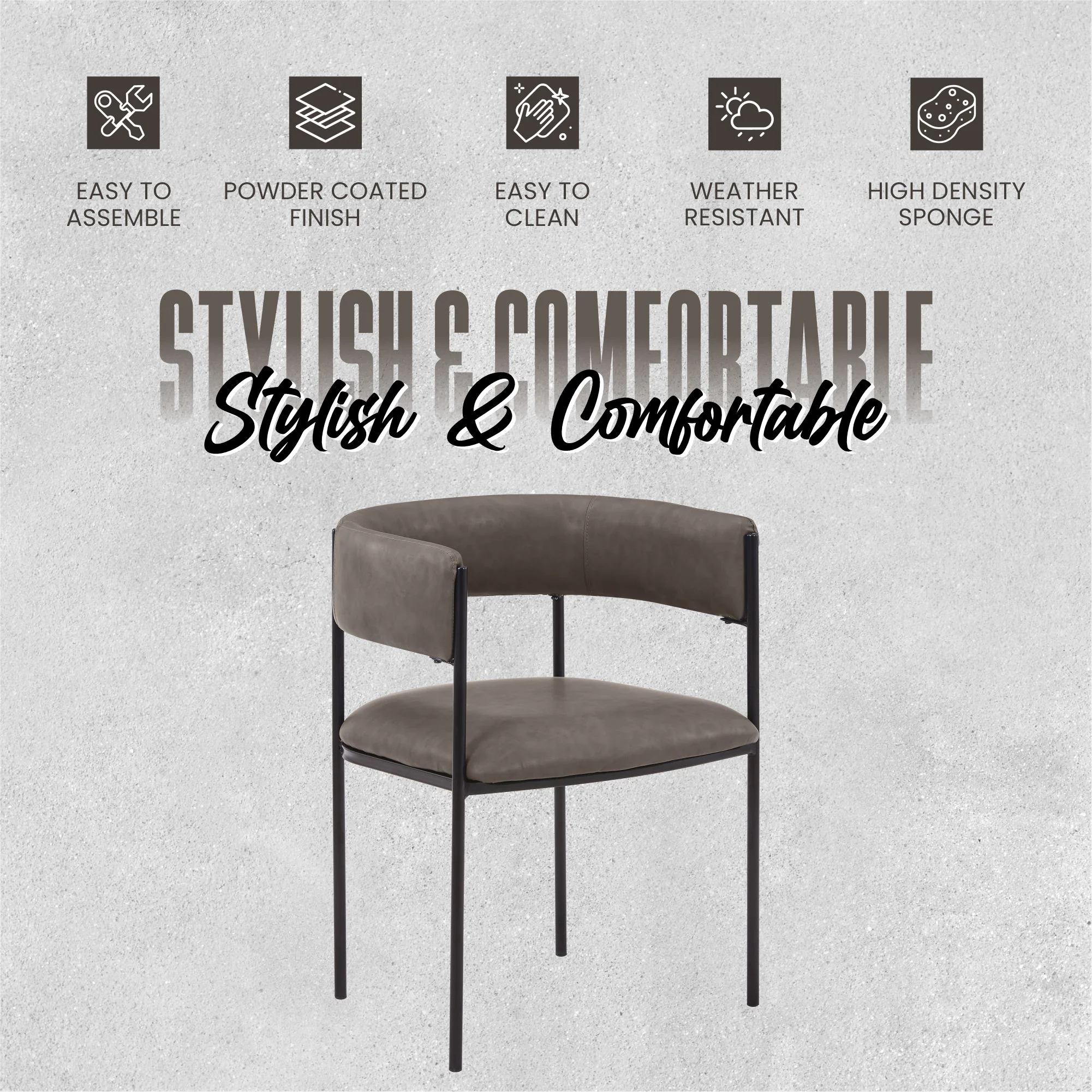 Cyril Collection Modern Chair in Charcoal