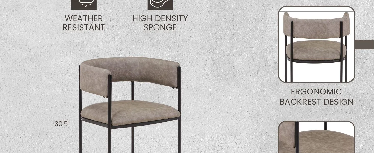 Cyril Collection Modern Chair in Aged Grey Set of 2