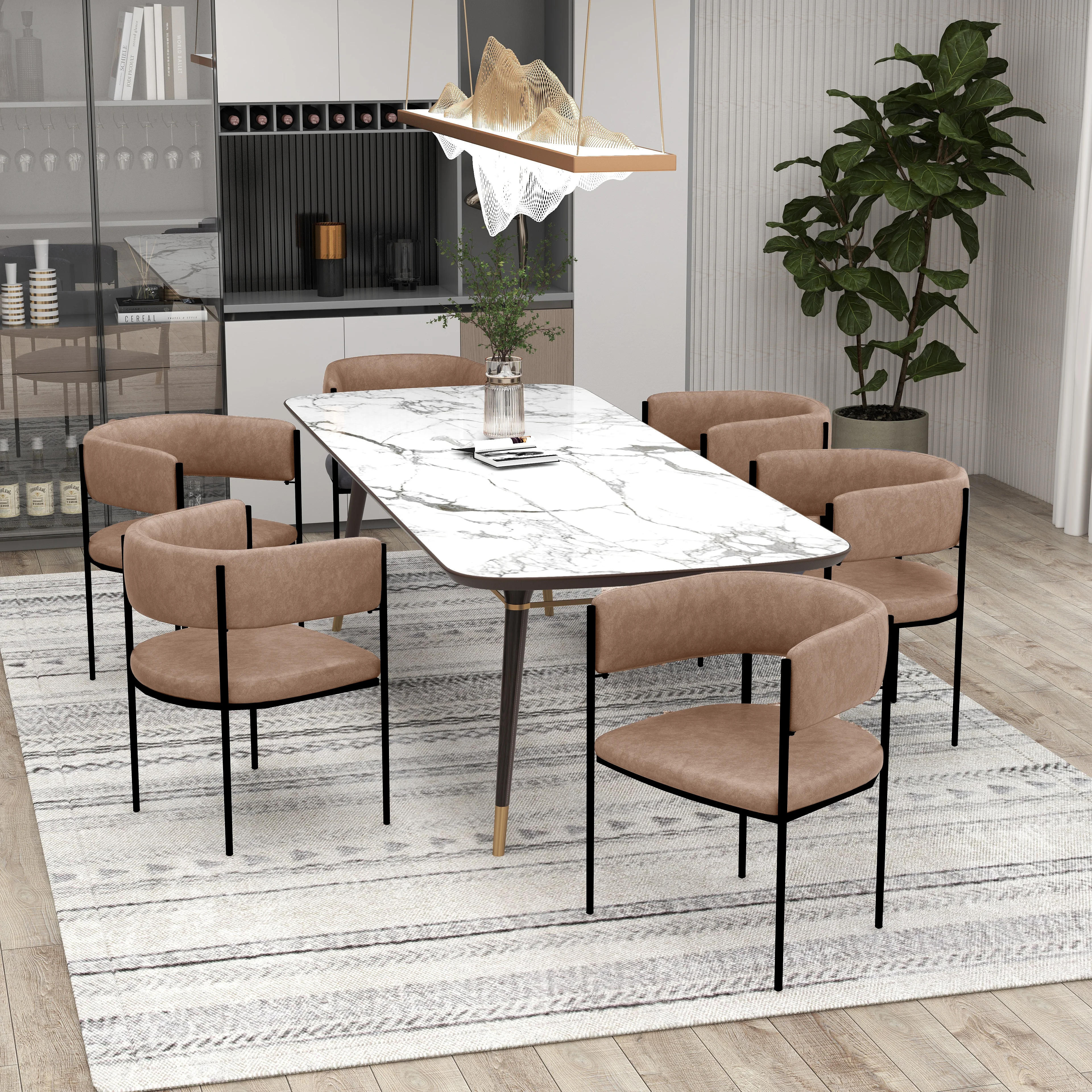 Cyril Collection Modern Chair in Light Brown Velvet