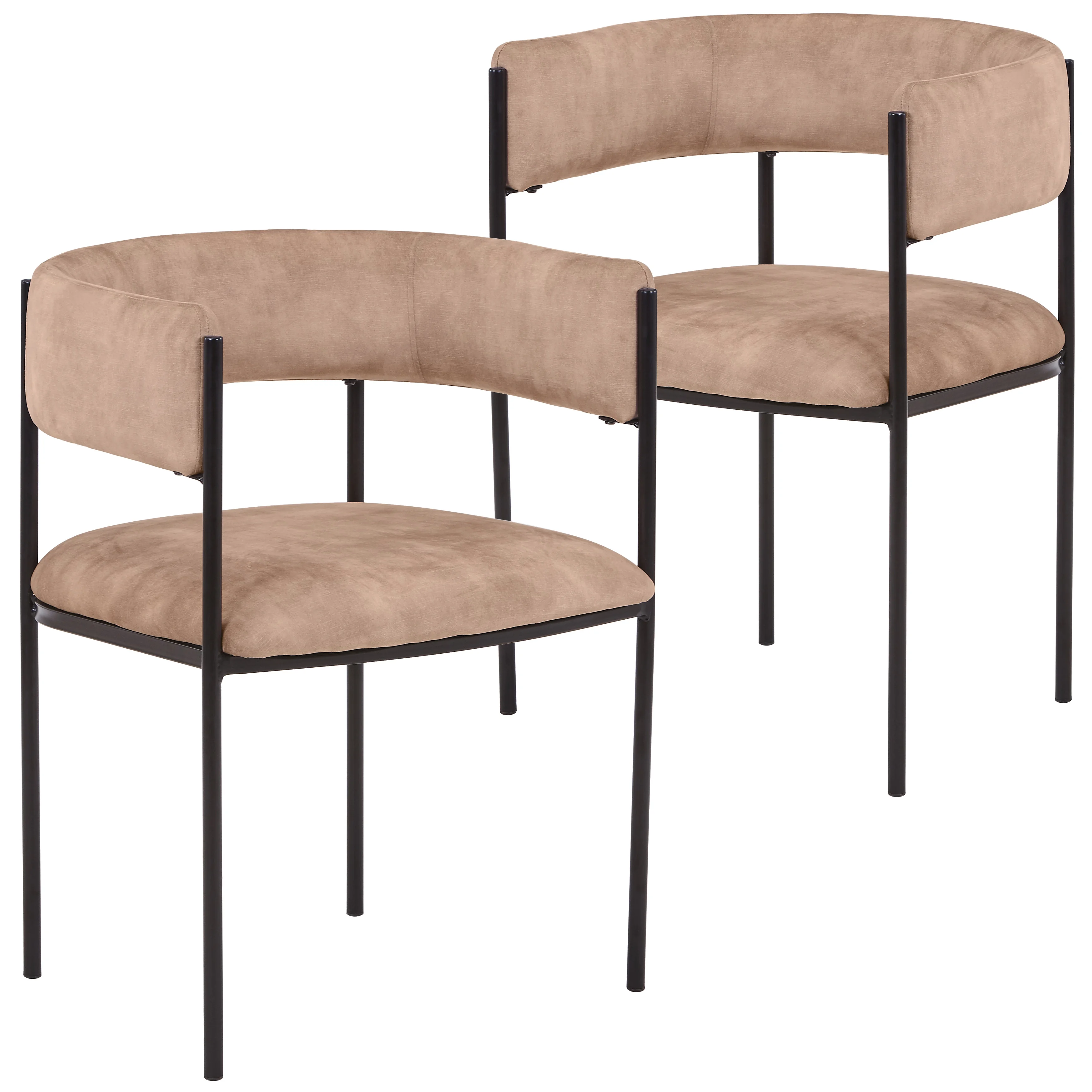 Cyril Collection Modern Chair in Light Brown Velvet Set of 2